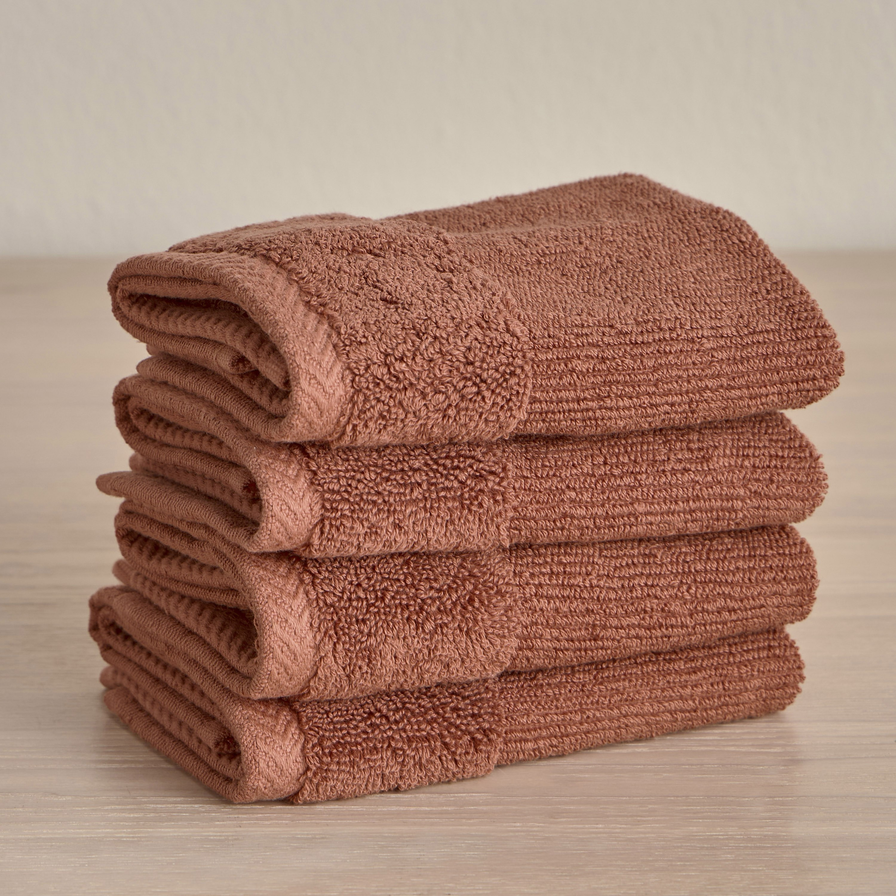 Ribbed 4-Piece Turkish Cotton Fingertip Towel Set - 30x30 cm-household-bathandlaundry-bathlinen-towels-image-1