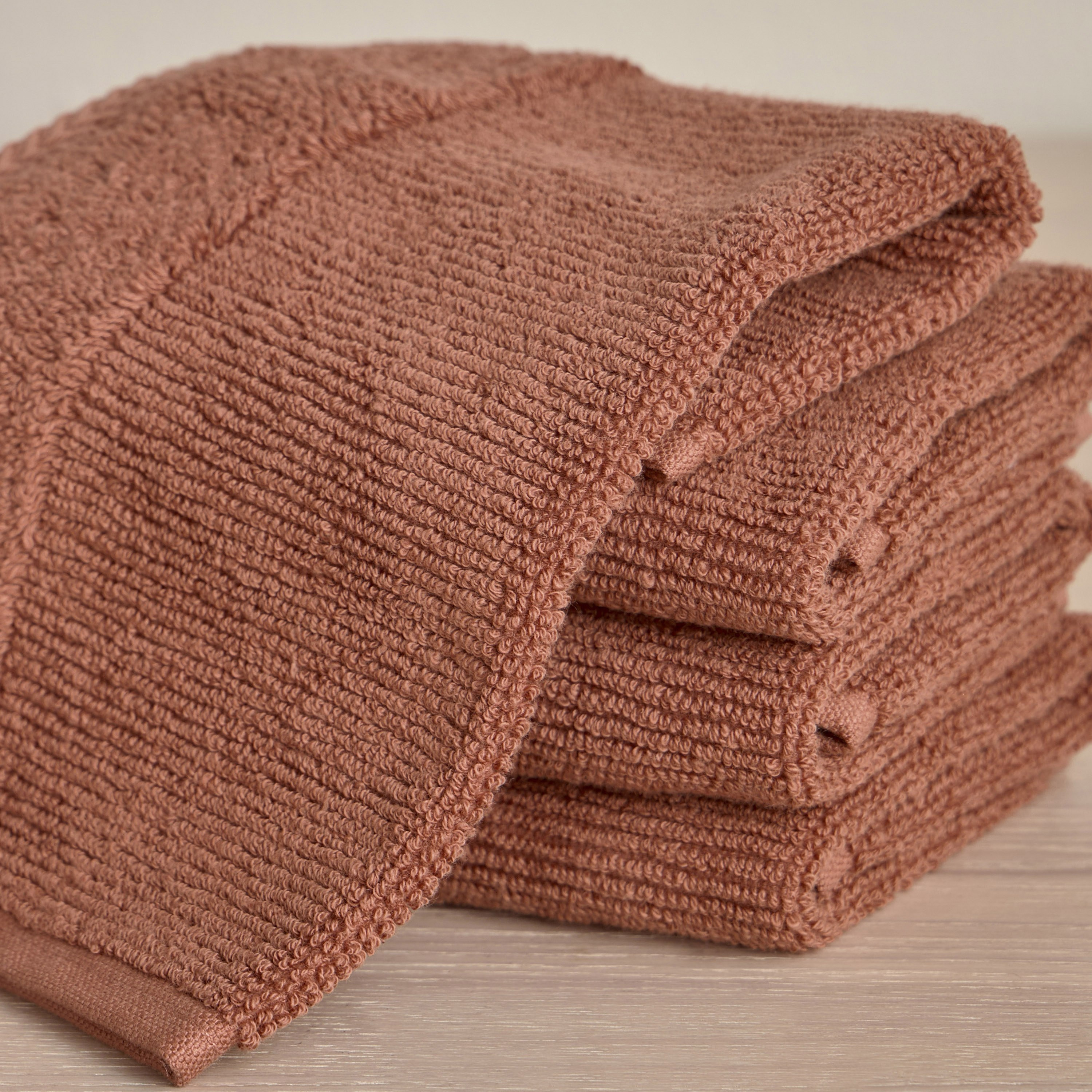 Ribbed 4-Piece Turkish Cotton Fingertip Towel Set - 30x30 cm-household-bathandlaundry-bathlinen-towels-image-2
