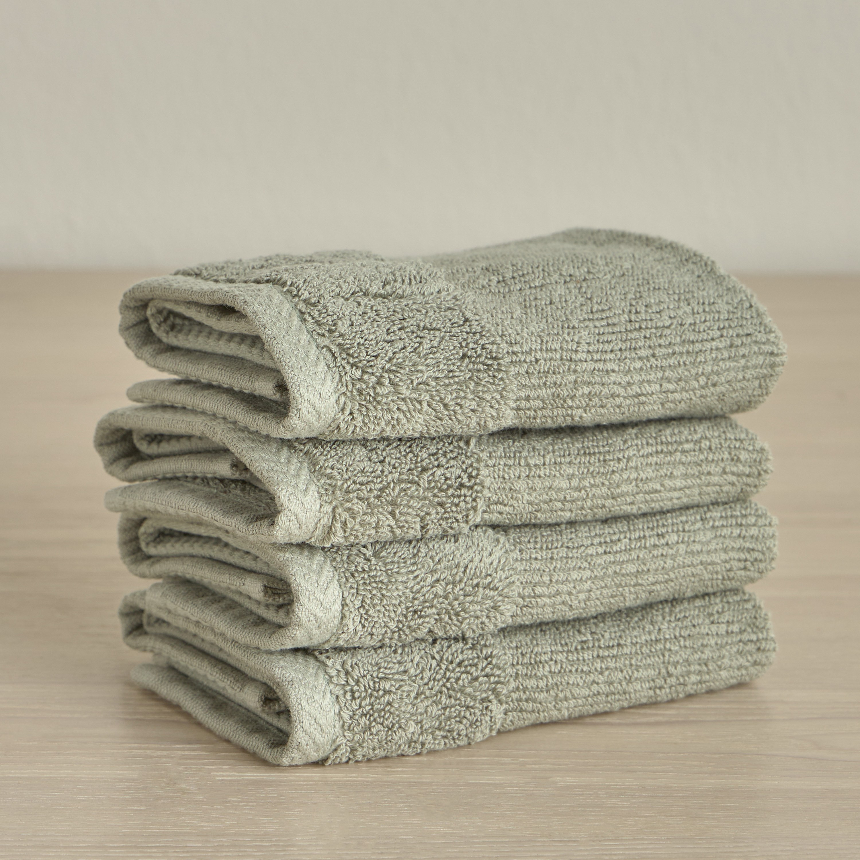 Ribbed 4-Piece Turkish Cotton Fingertip Towel Set - 30x30 cm-household-bathandlaundry-bathlinen-towels-image-1