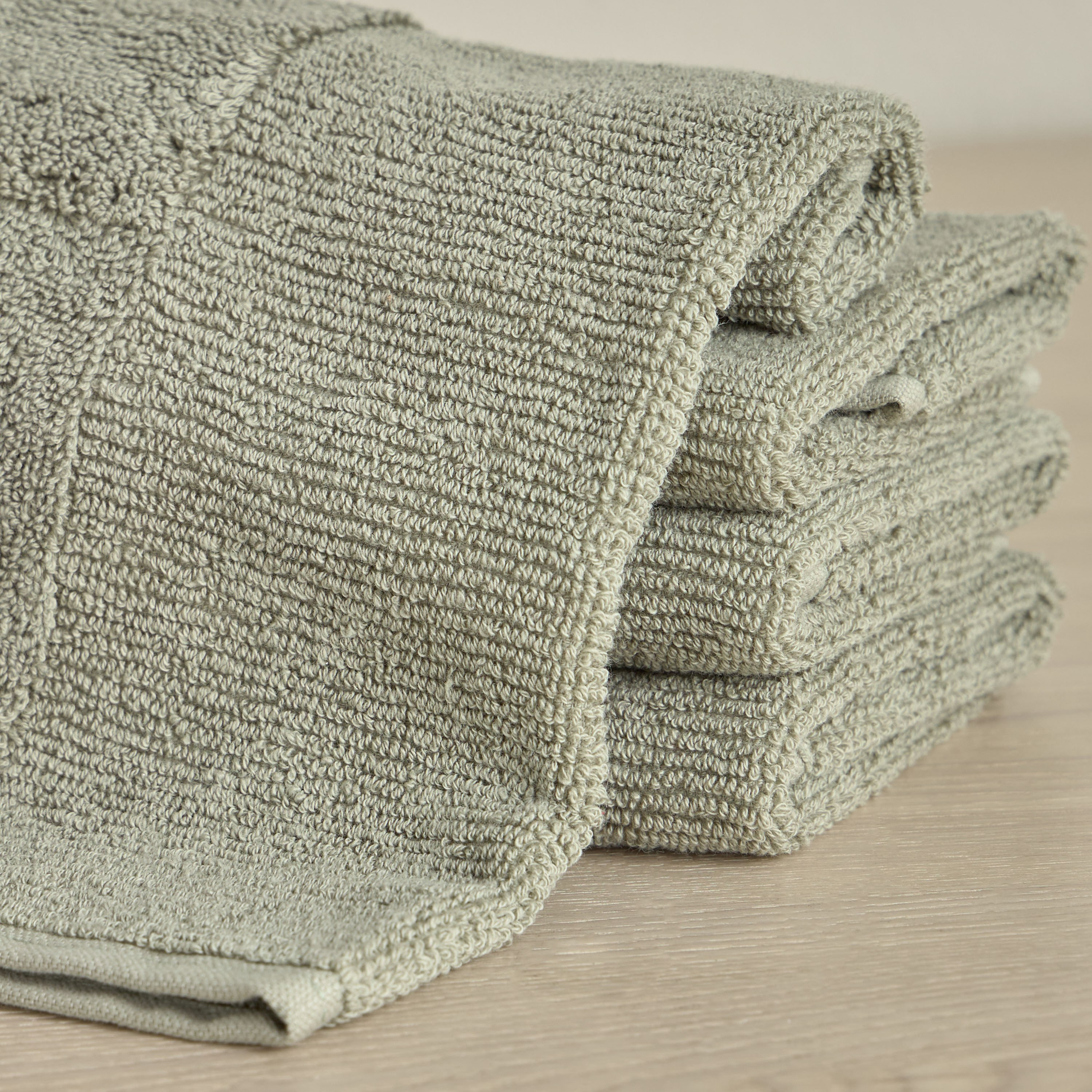 Ribbed 4-Piece Turkish Cotton Fingertip Towel Set - 30x30 cm-household-bathandlaundry-bathlinen-towels-image-2