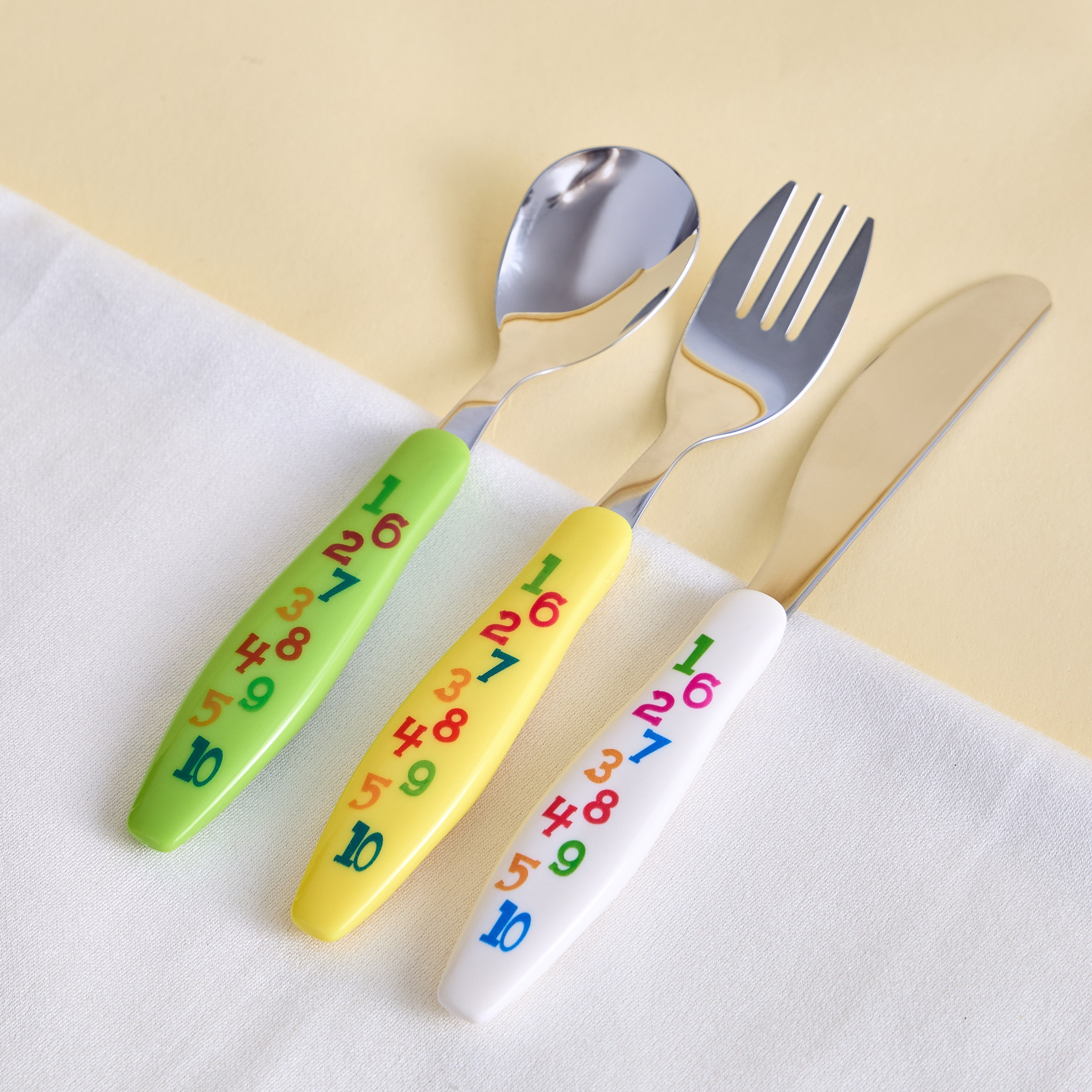 طقم أدوات مائدة ستانليس ستيل 3 قطع - ألفابيت-babyandkids-eatanddrink-tableware-image-1
