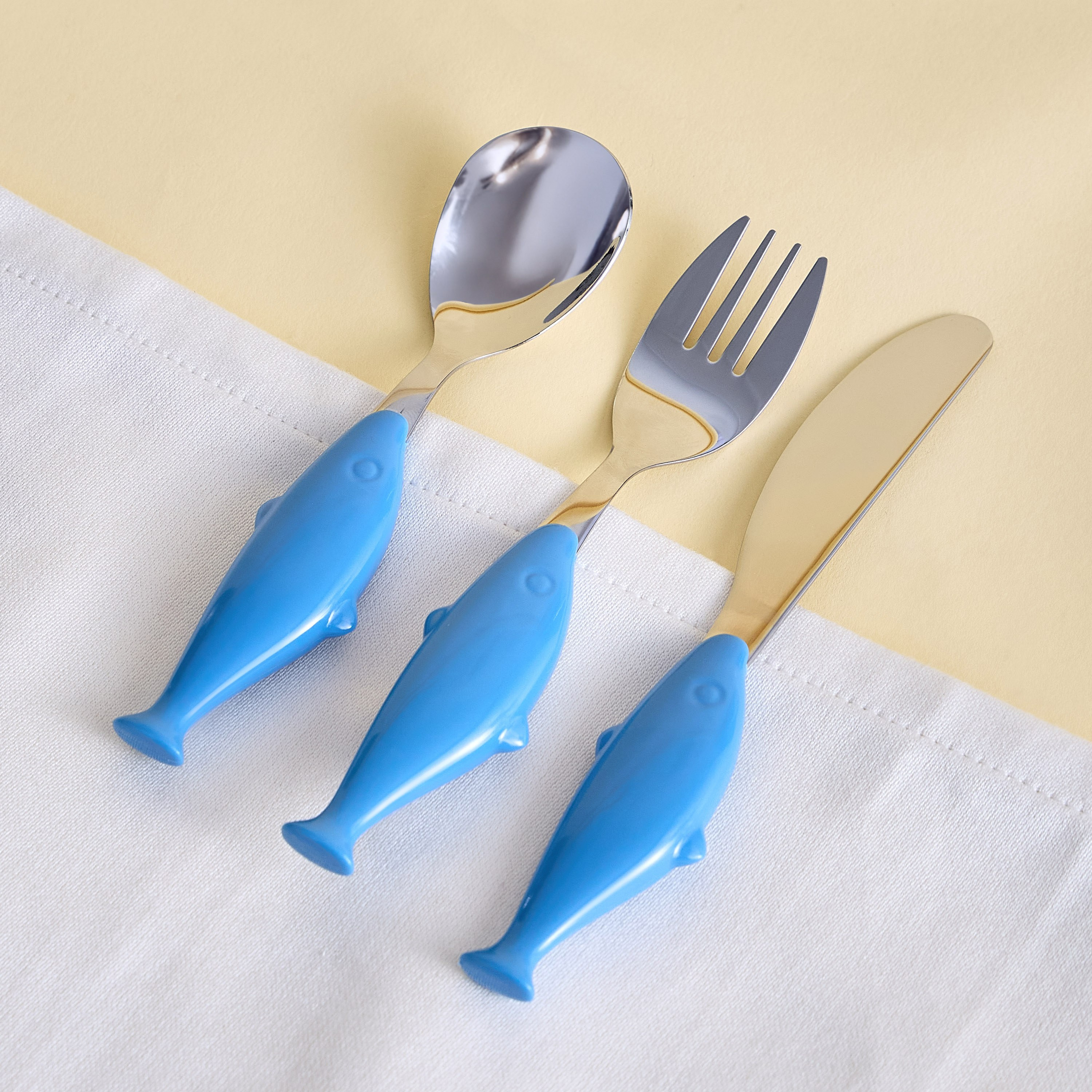 طقم أدوات مائدة ستانليس ستيل 3 قطع - فيش-babyandkids-eatanddrink-tableware-image-1
