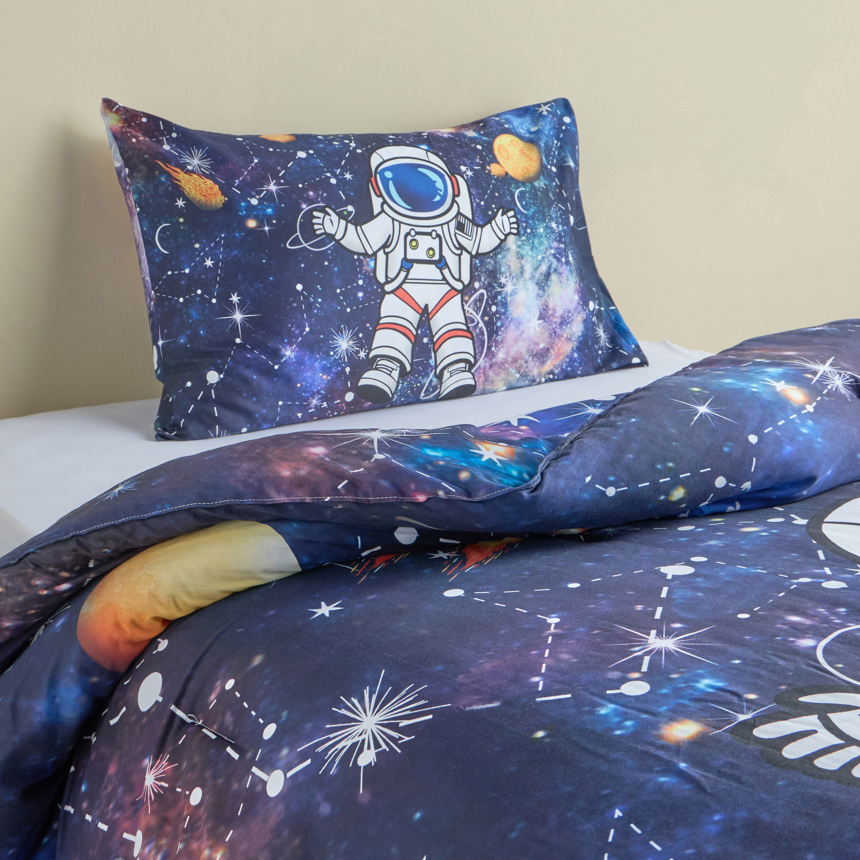 طقم لحاف فردي قطن بعدد 200 خيط من قطعتين بطبعات - ترينت - 135x220 سم-babyandkids-beddingandwindows-bedding-comforters-image-1