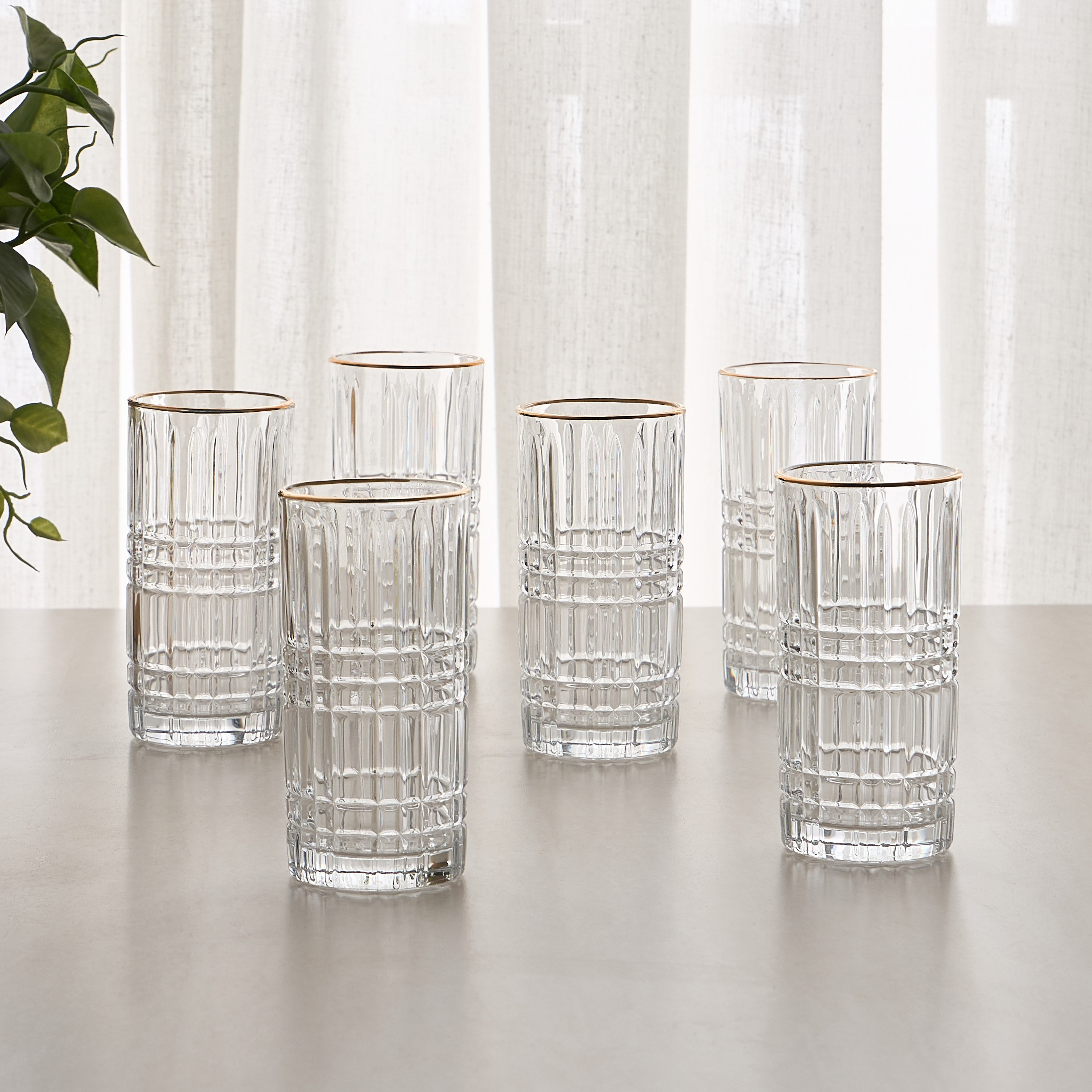 Noura 6-Piece Highball Glass Set - 350 ml-household-dining-glassware-drinkingglasses-image-1