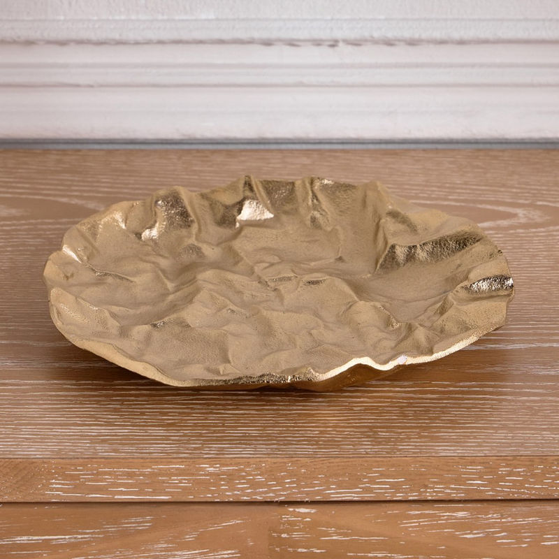 وعاء ديكور معدن فاطمة قدرية - دهب - 25x25 سم