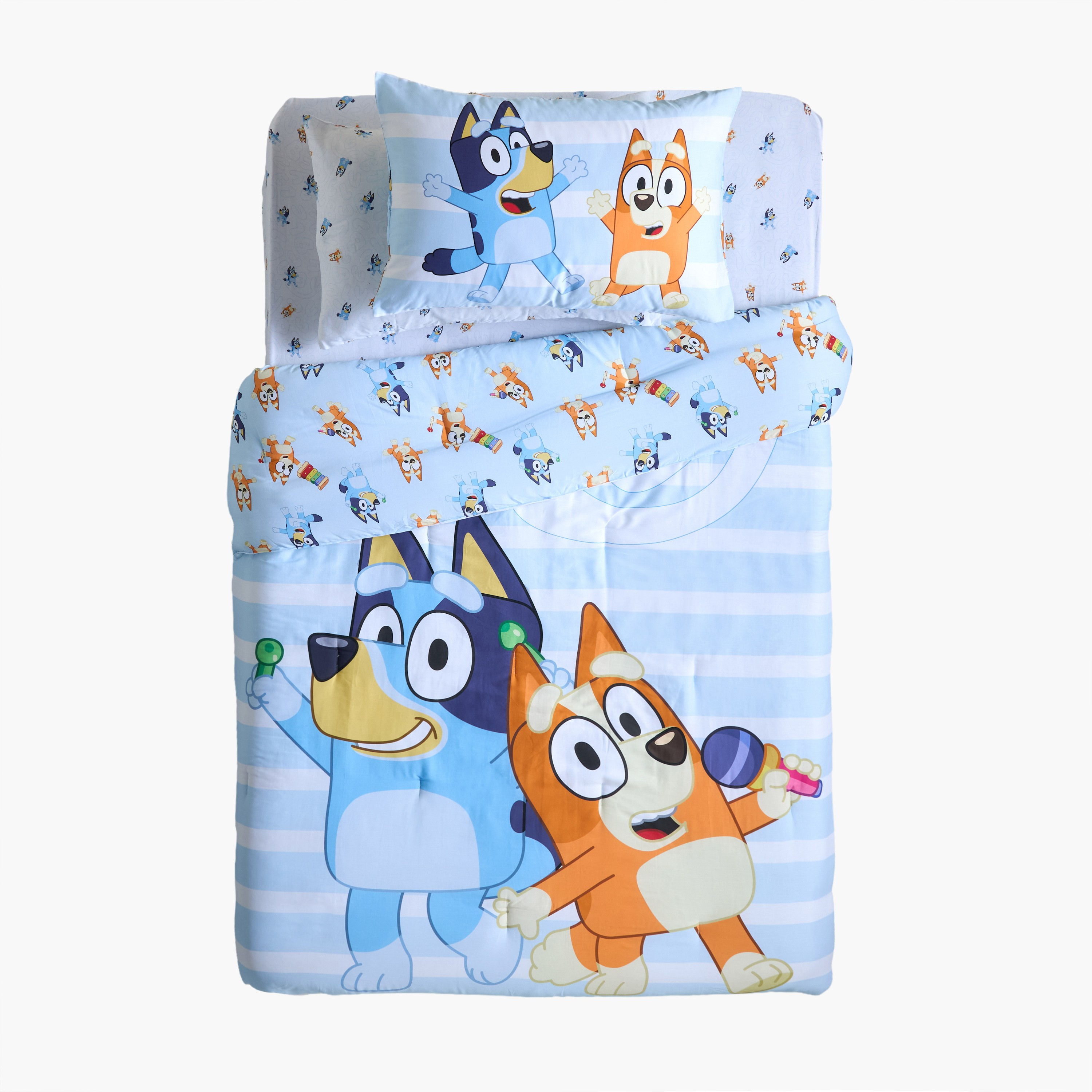 طقم لحاف وشرشف مفرد 4 قطع بطبعات قابل للقلب - بلووي - 135x220 سم-babyandkids-beddingandwindows-bedding-comforters-image-7