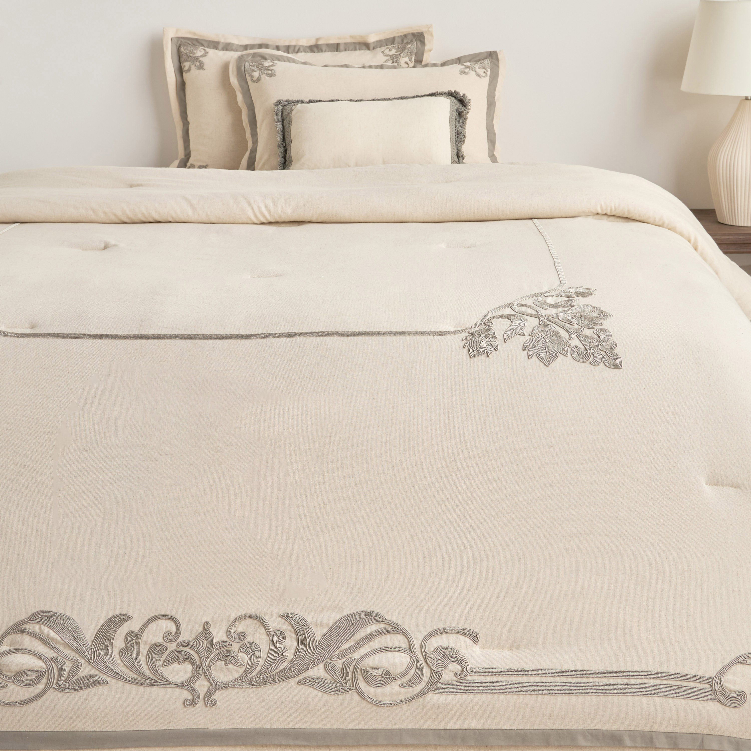 Blanca Embroidered 4-Piece Super King Comforter Set - 240x260 cm-household-bedding-comfortersandbedspreads-comforters-image-2