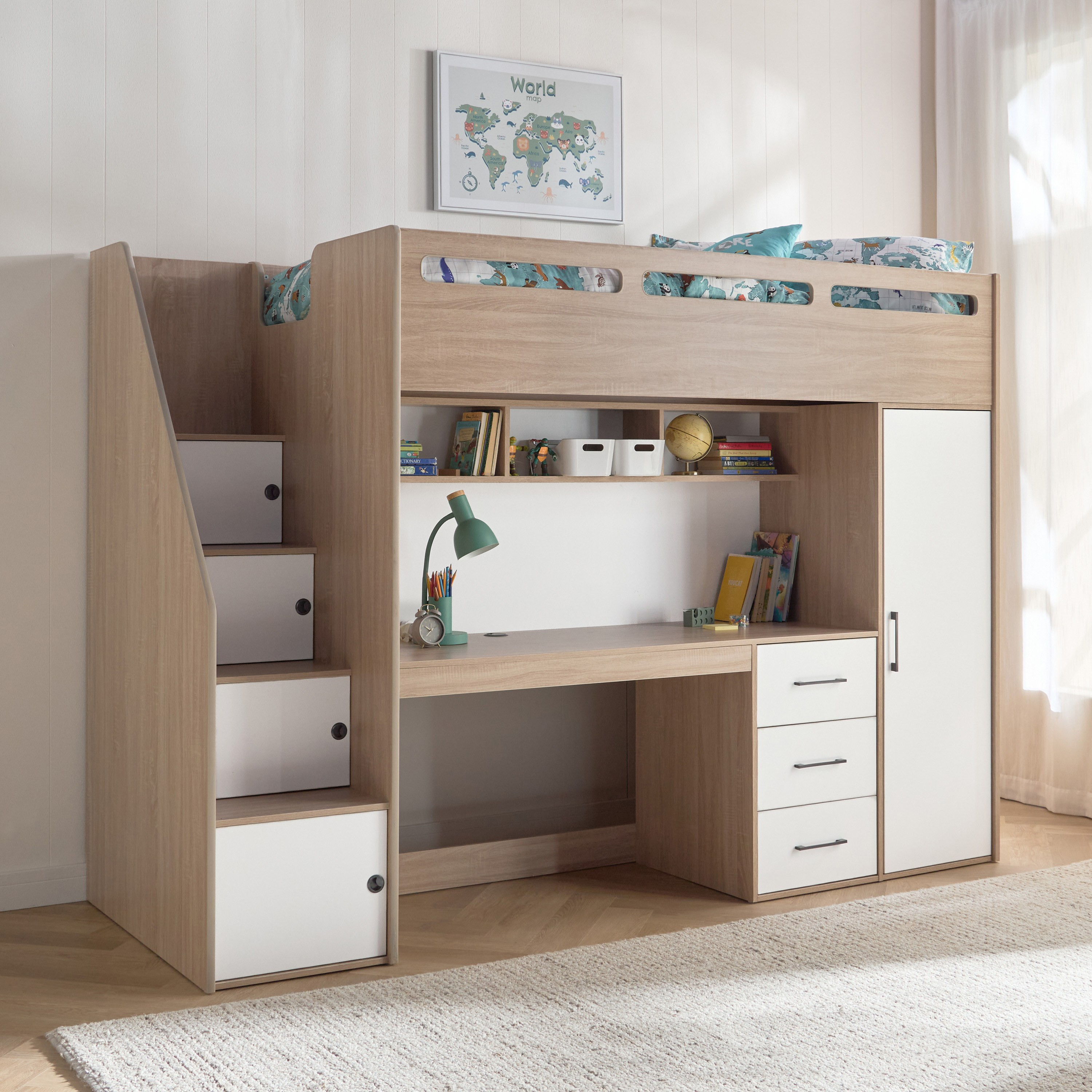 Dakota Twin Loft Bed with Desk - 90x200 cm-babyandkids-kidsbeds-bunkandloftbeds-image-1