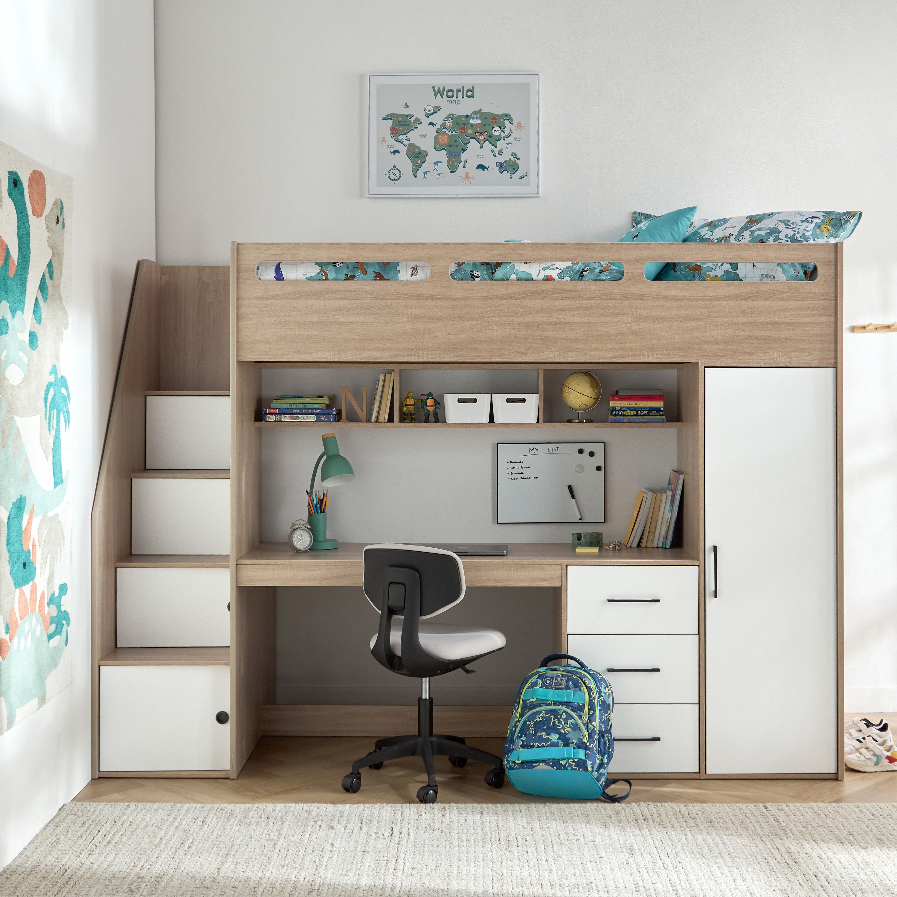 Dakota Twin Loft Bed with Desk - 90x200 cm-babyandkids-kidsbeds-bunkandloftbeds-image-13