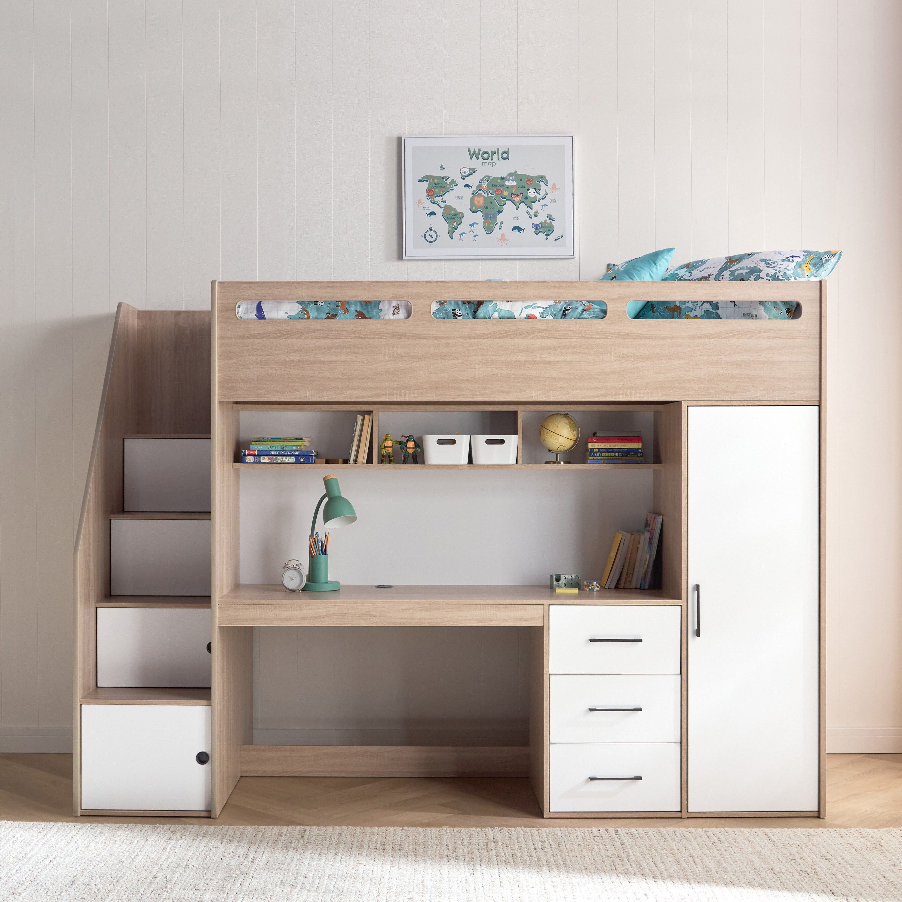 Dakota Twin Loft Bed with Desk - 90x200 cm-babyandkids-kidsbeds-bunkandloftbeds-image-2