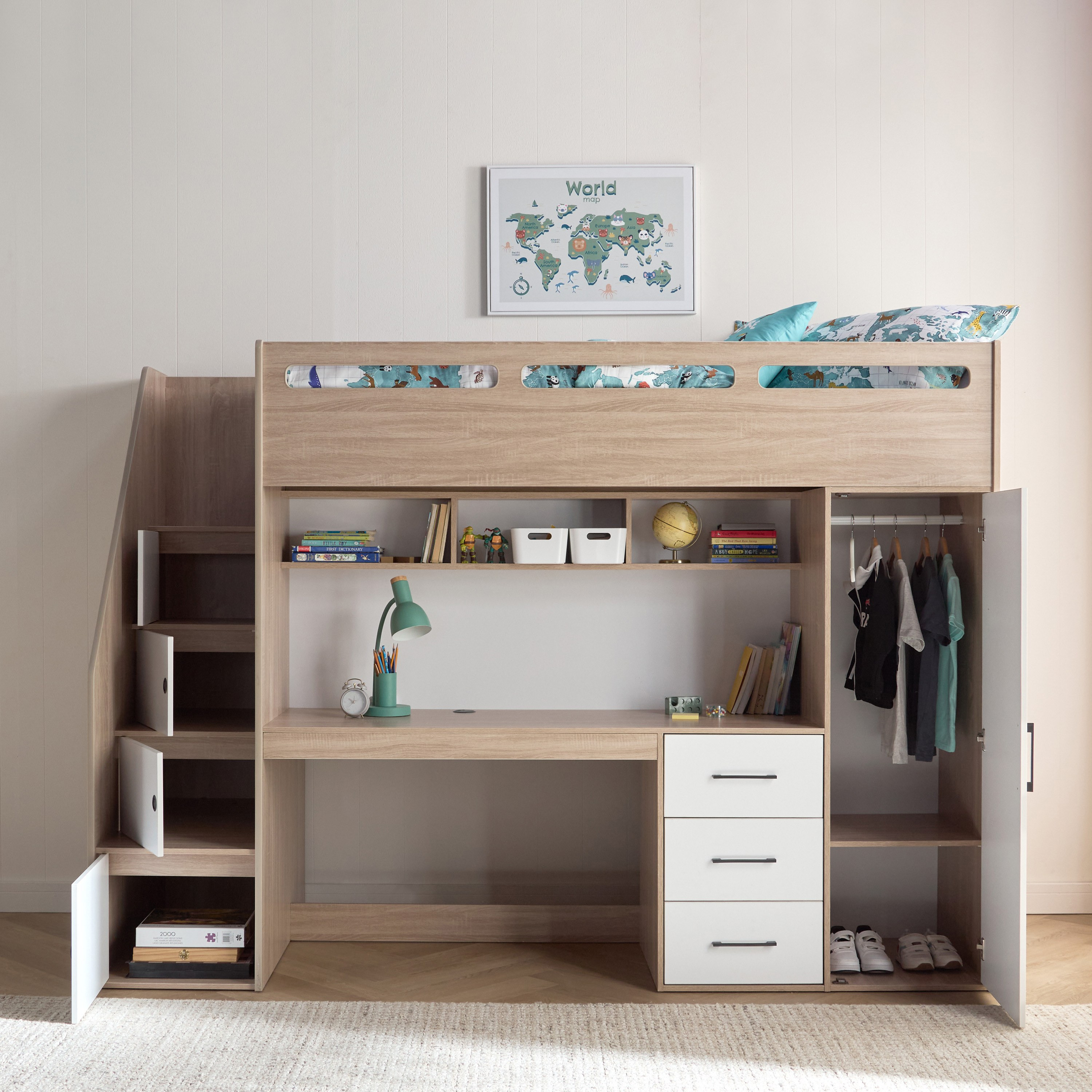 Dakota Twin Loft Bed with Desk - 90x200 cm-babyandkids-kidsbeds-bunkandloftbeds-image-3