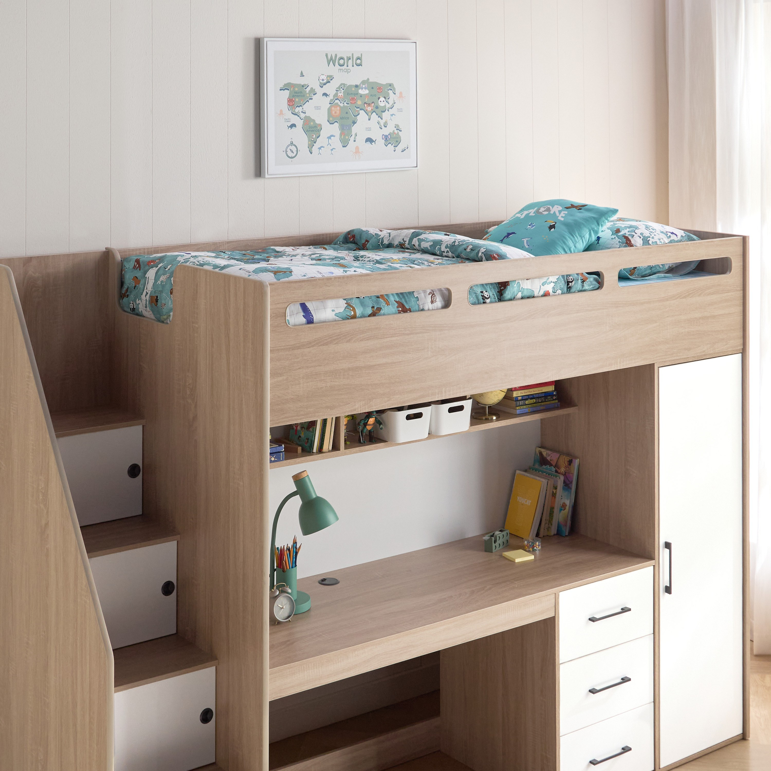 Dakota Twin Loft Bed with Desk - 90x200 cm-babyandkids-kidsbeds-bunkandloftbeds-image-4