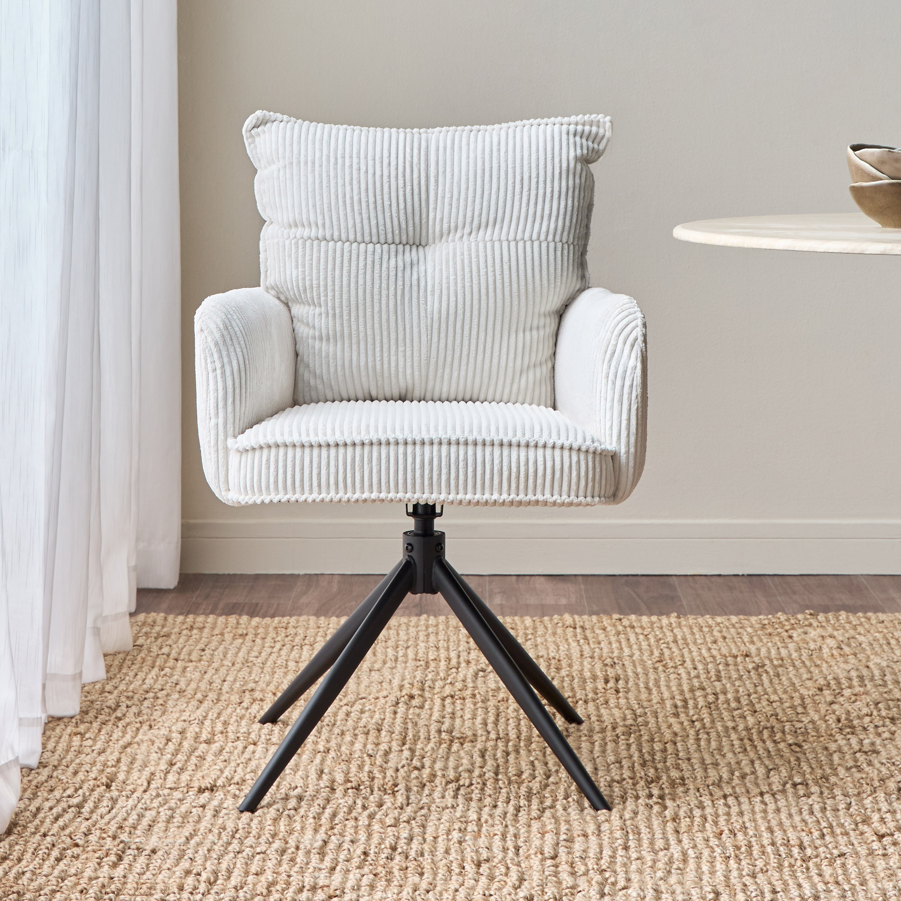 Shop Pavia Fabric Swivel Dining Chair | Homecentre Oman