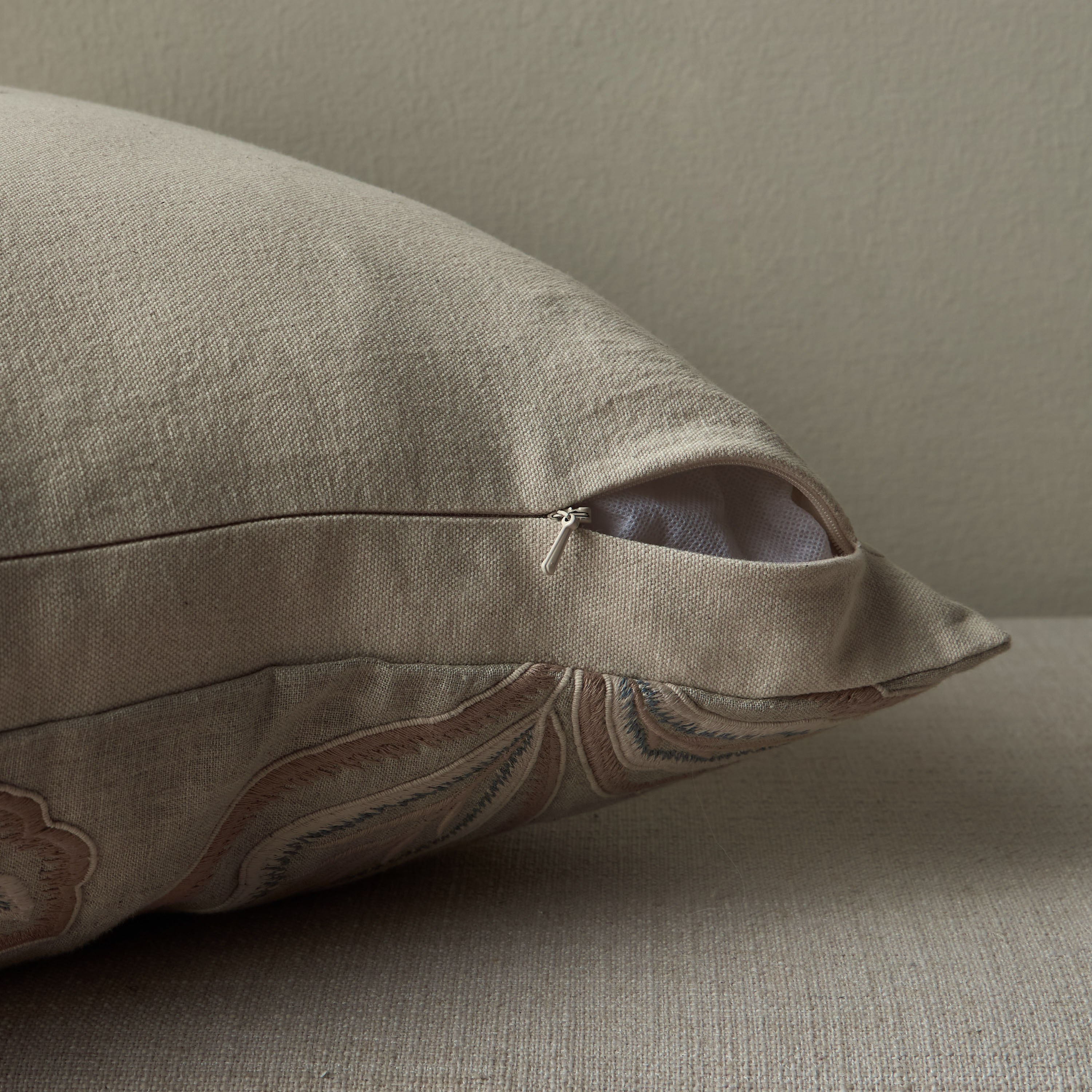 Periwinkle Floral Embroidered Cushion Cover - 50x50 cm-household-cushionsandthrows-cushioncovers-image-4