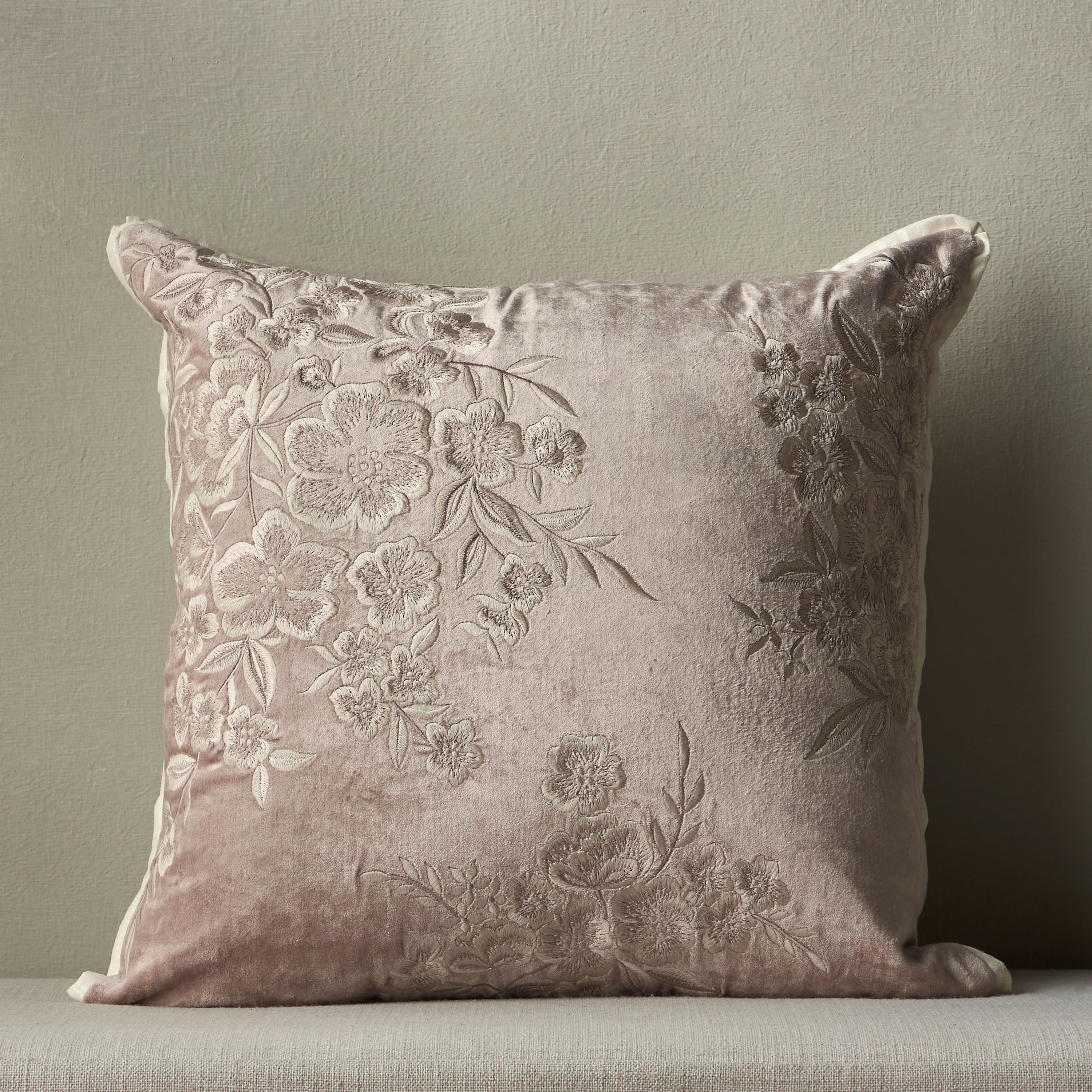 Foxglove Floral Embroidered Cushion Cover - 50x50 cm-household-cushionsandthrows-cushioncovers-image-1