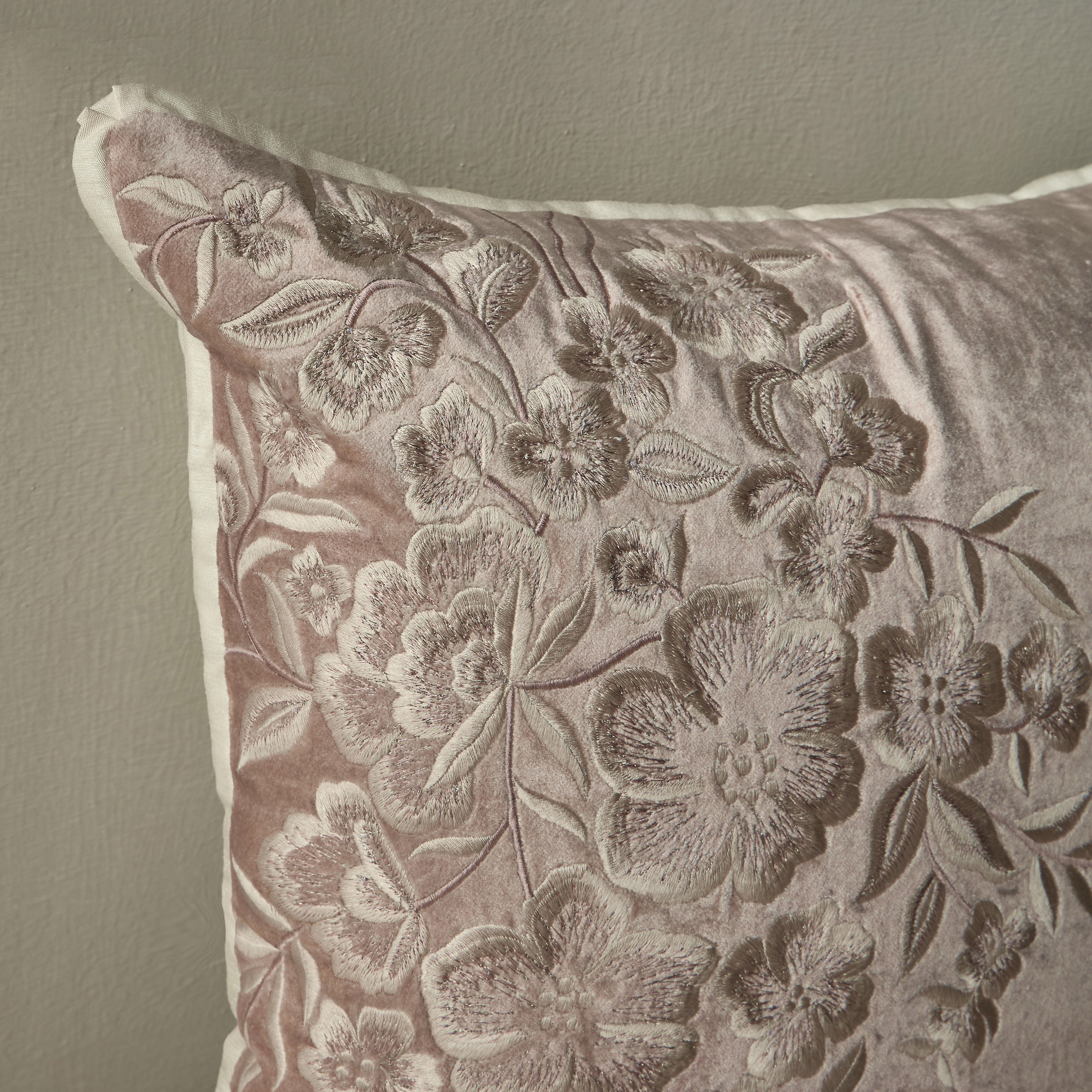 Foxglove Floral Embroidered Filled Cushion - 50x50 cm-household-cushionsandthrows-filledcushions-decorativecushions-image-2