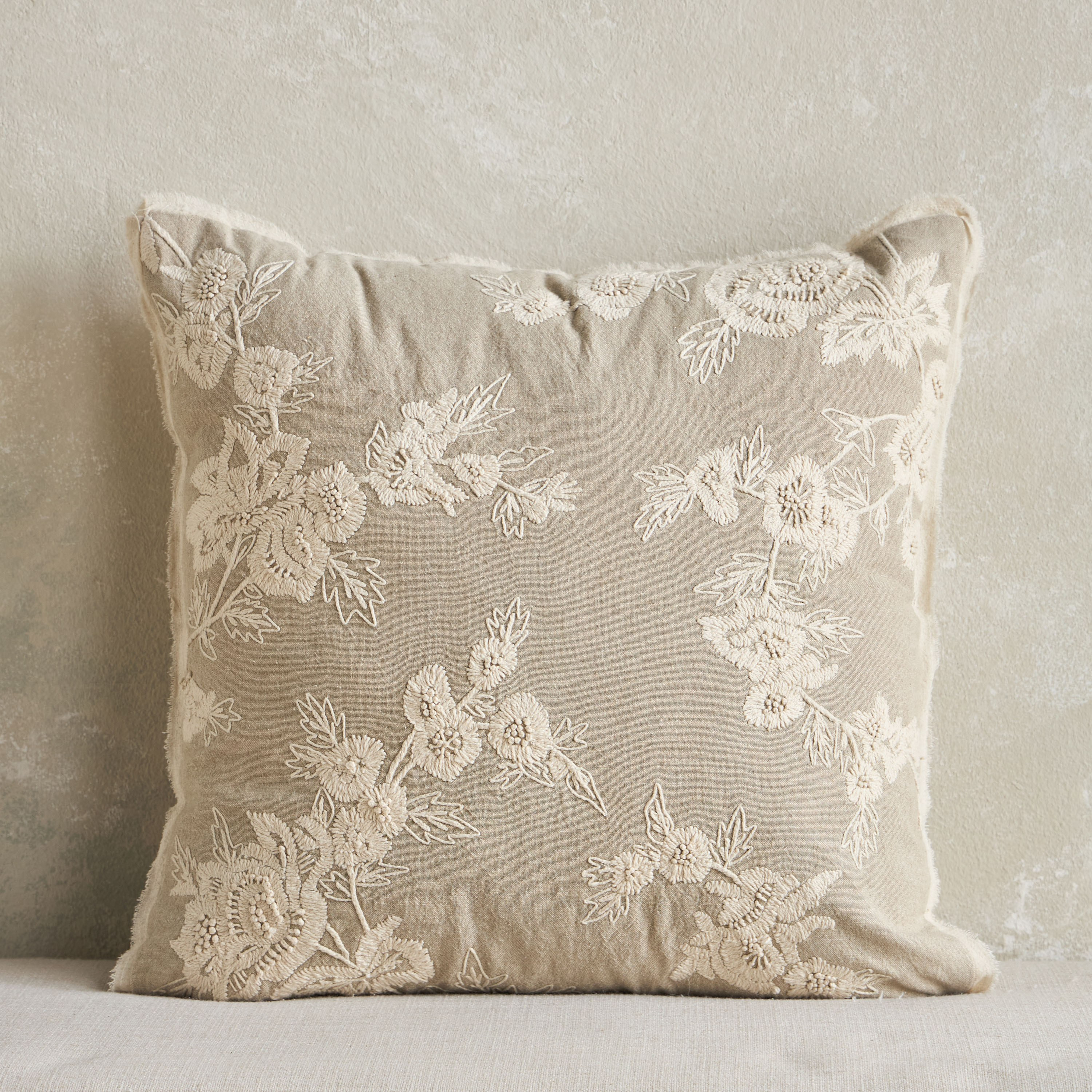 Zinnia Embroidered Cushion Cover - 50x50 cm-household-cushionsandthrows-cushioncovers-image-1