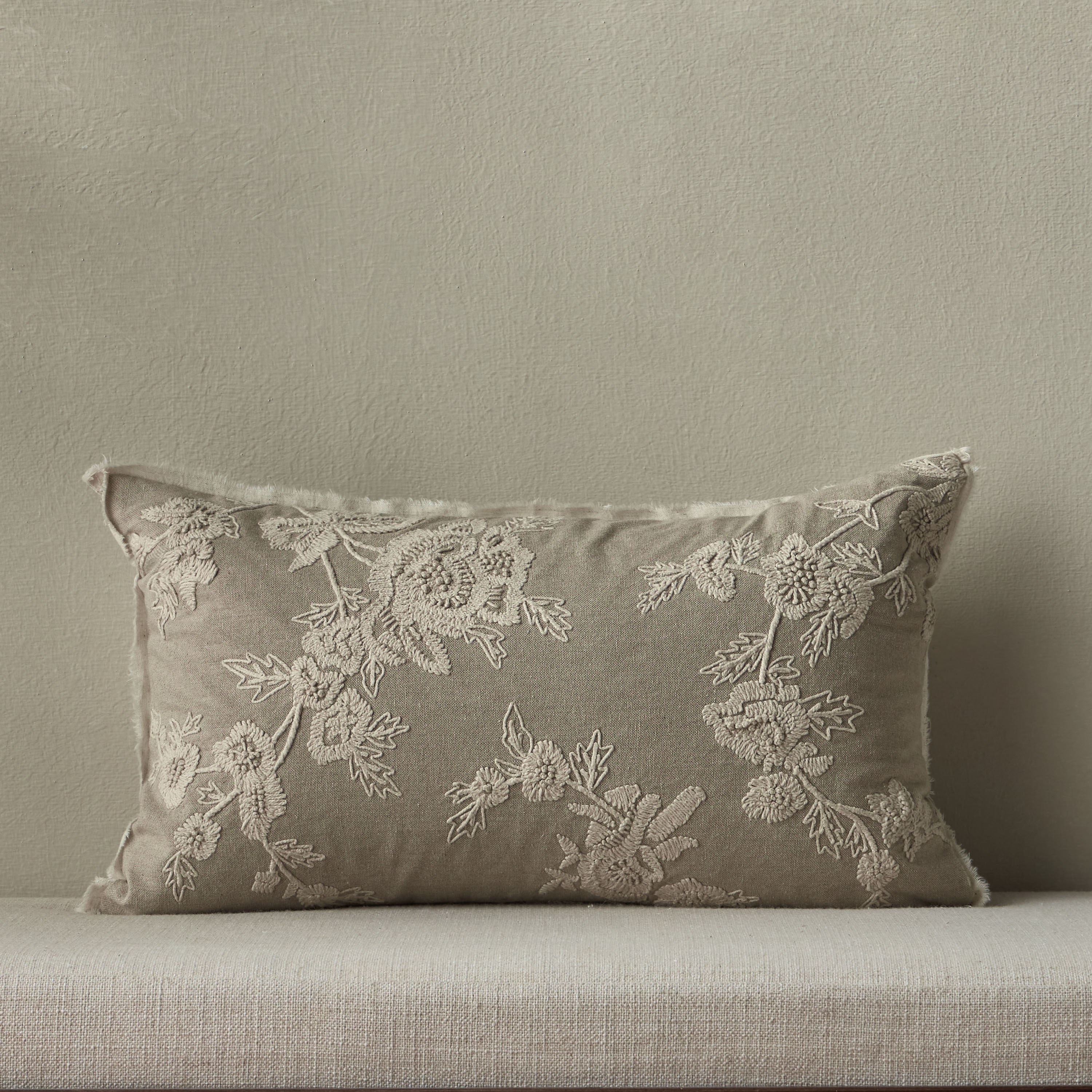 Zinnia Floral Embroidered Cushion Cover - 30x50 cm-household-cushionsandthrows-cushioncovers-image-1