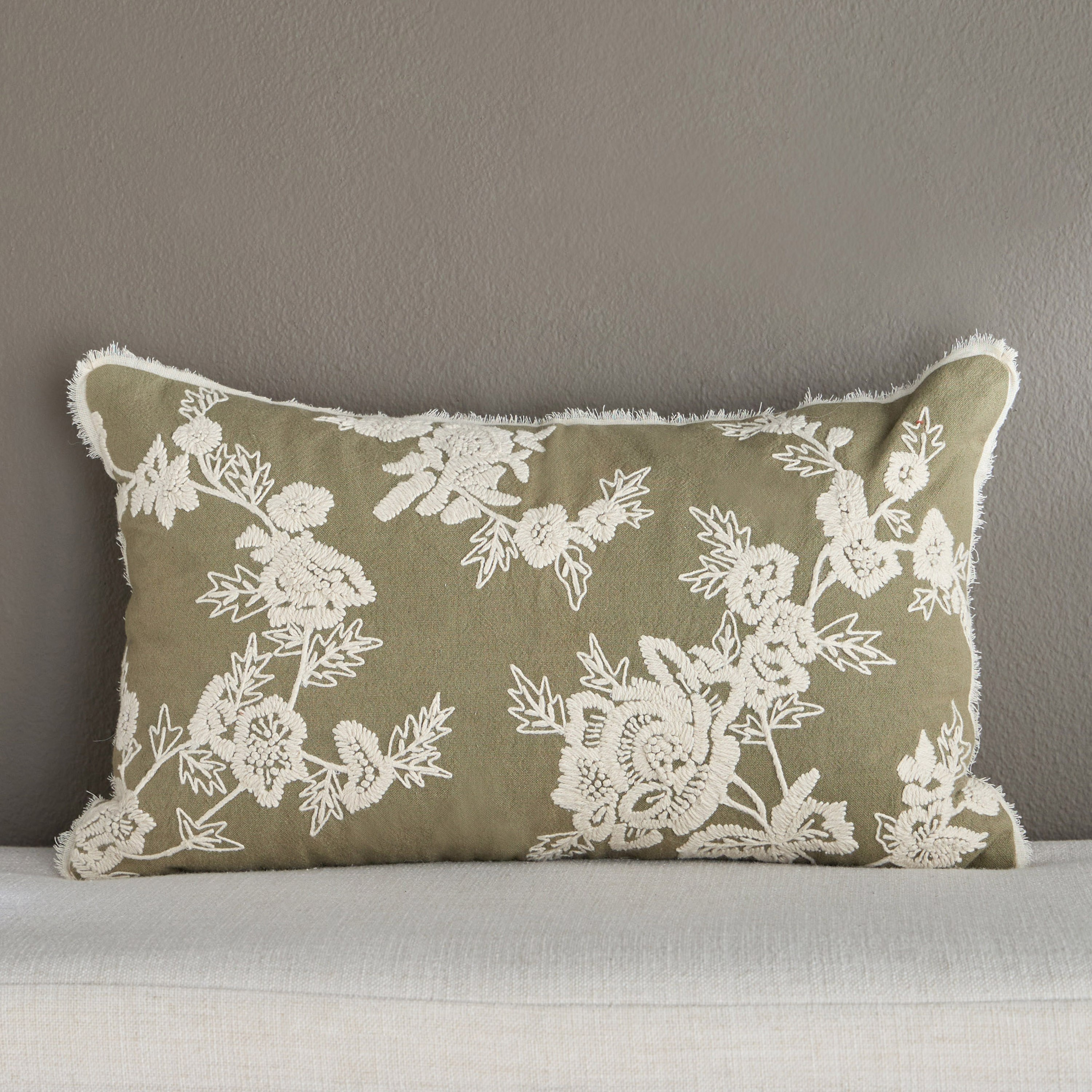 Zinnia Floral Embroidered Cushion Cover - 30x50 cm-household-cushionsandthrows-cushioncovers-image-1