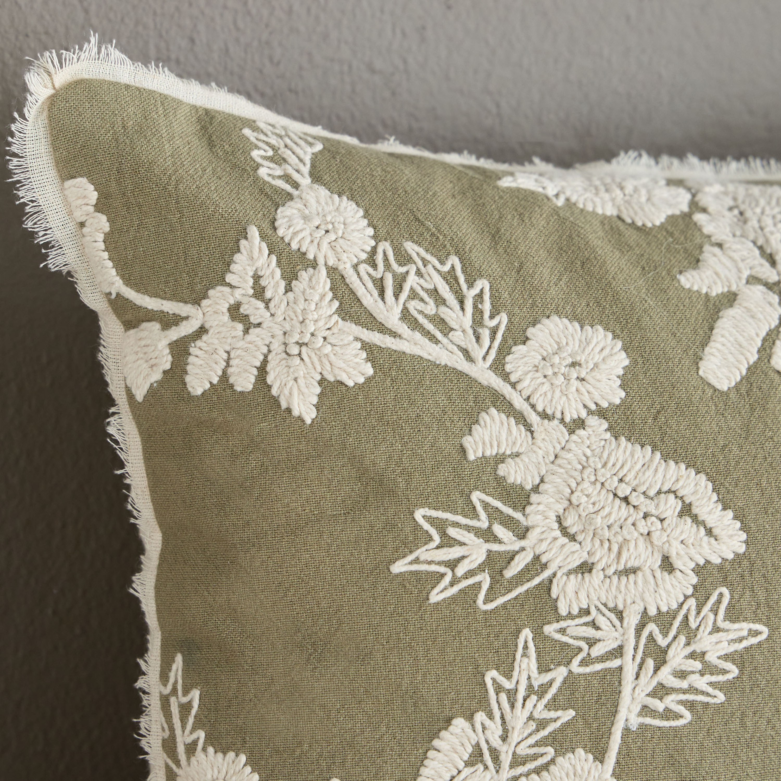Zinnia Floral Embroidered Cushion Cover - 30x50 cm-household-cushionsandthrows-cushioncovers-image-2