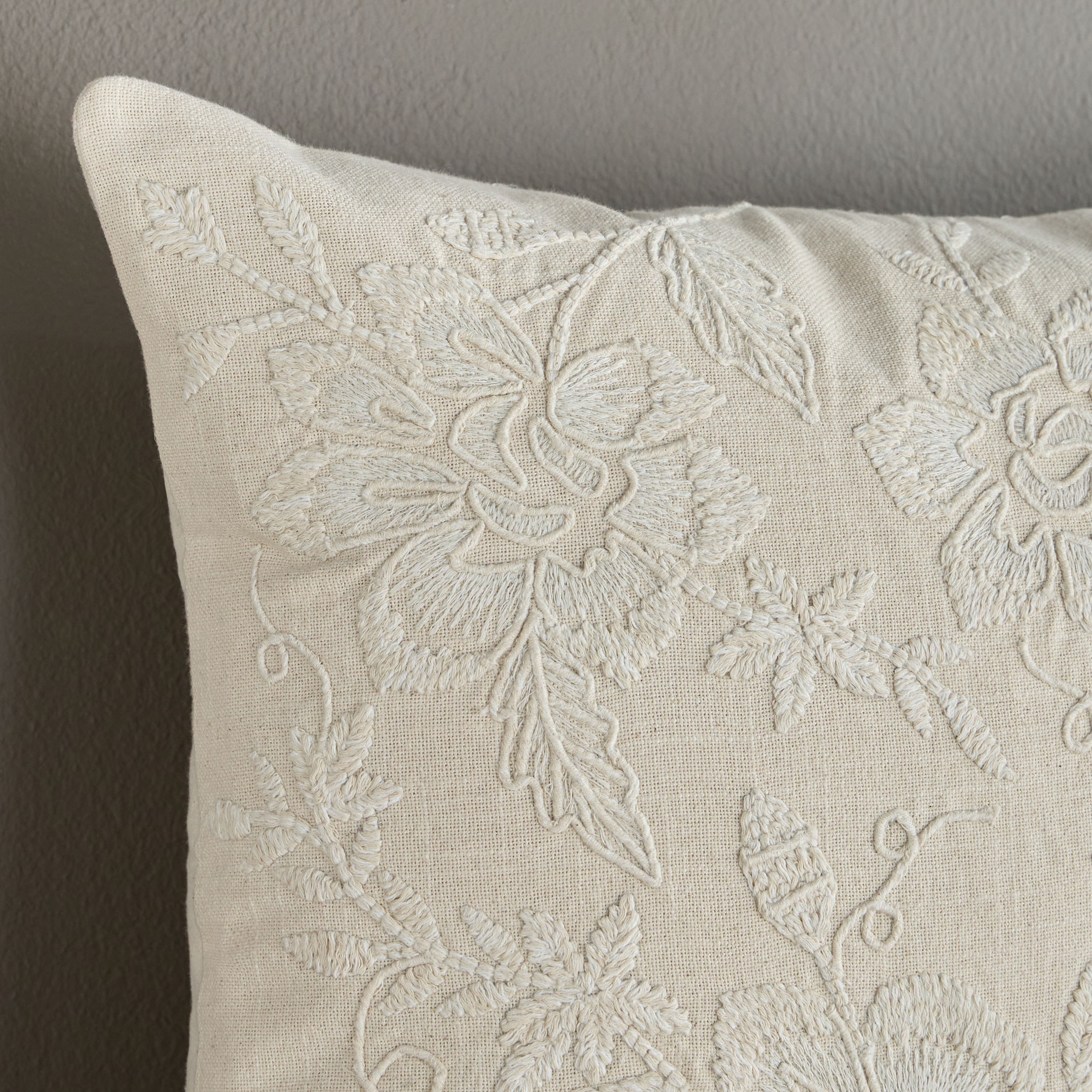 Pansy Embroidered Filled Cushion - 50x50 cm-household-cushionsandthrows-filledcushions-decorativecushions-image-2