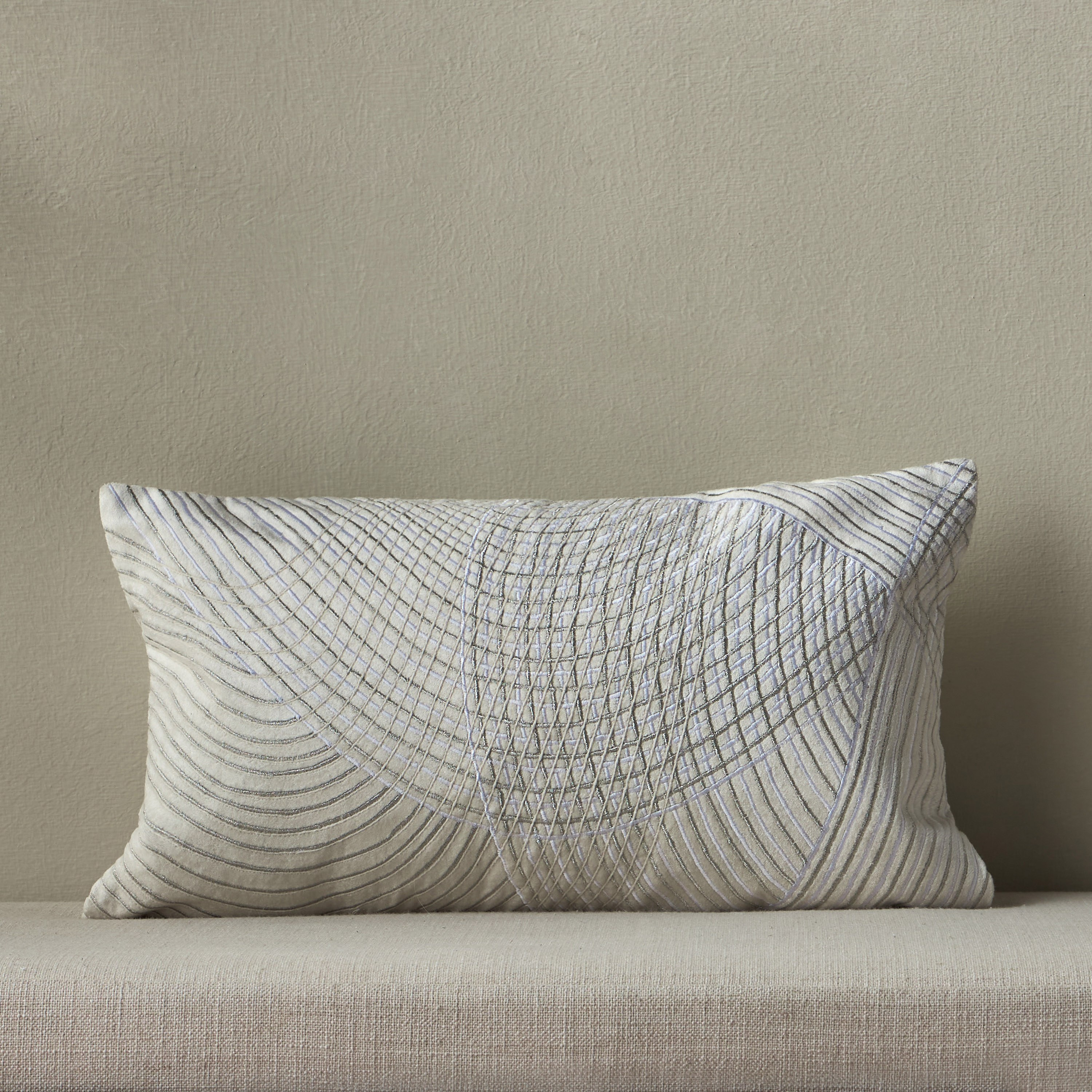 Vermilion Wave Embroidered Filled Cushion - 30x50 cm-household-cushionsandthrows-filledcushions-decorativecushions-image-1
