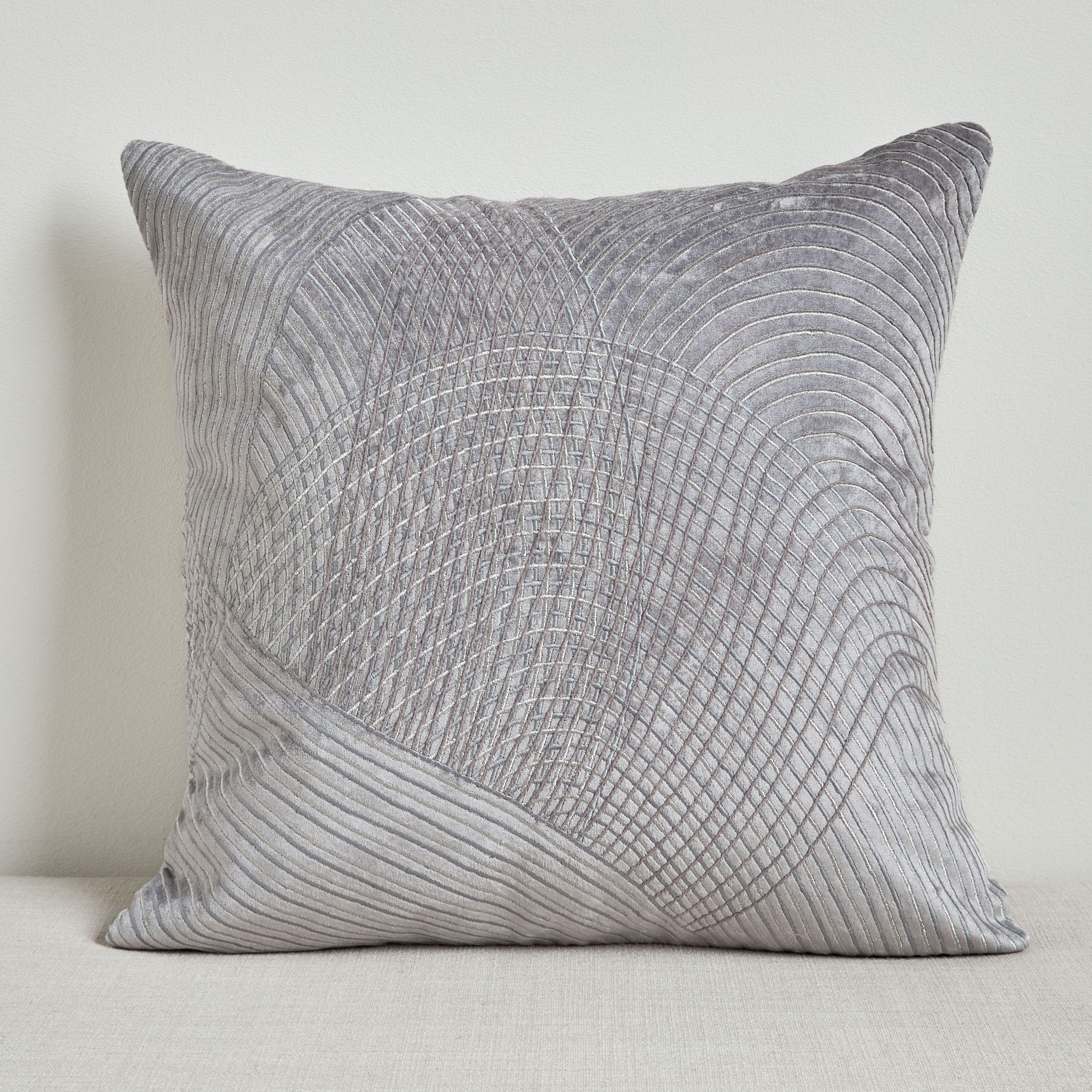 Vermilion Wave Embroidered Filled Cushion - 50x50 cm-household-cushionsandthrows-filledcushions-decorativecushions-image-1