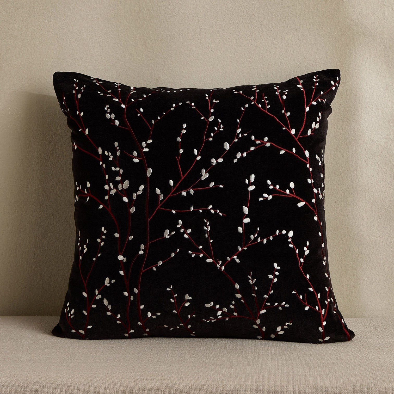 Mystic Blossom Embroidered Filled Cushion - 50x50 cm-household-cushionsandthrows-filledcushions-decorativecushions-image-1