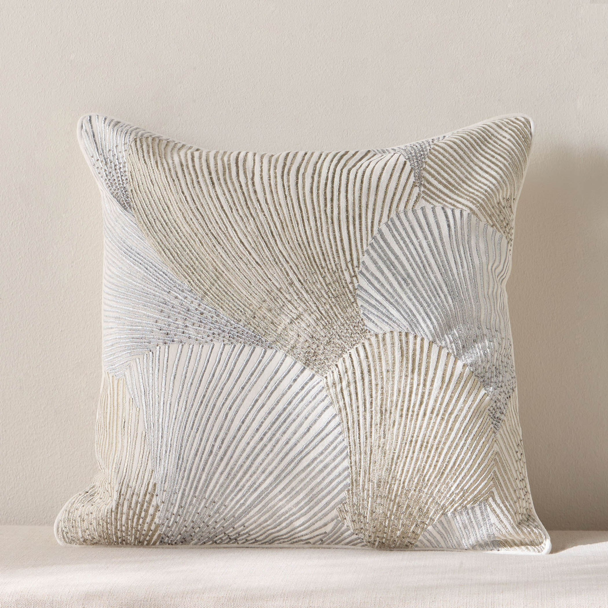 Scallop Embroidered Filled Cushion - 50x50 cm-household-cushionsandthrows-filledcushions-decorativecushions-image-1