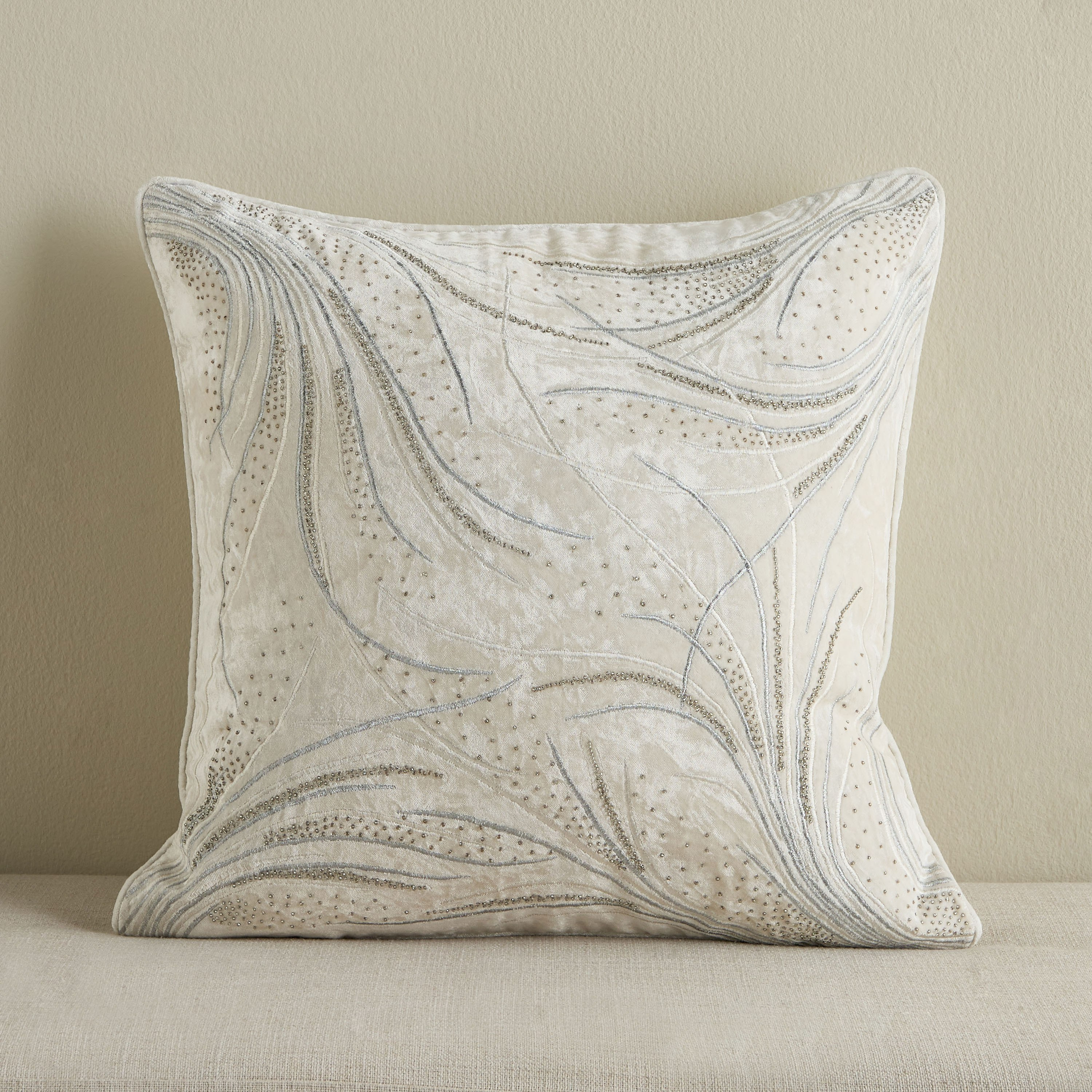 Wave Beads Embroidered Filled Cushion - 50x50 cm-household-cushionsandthrows-filledcushions-decorativecushions-image-1