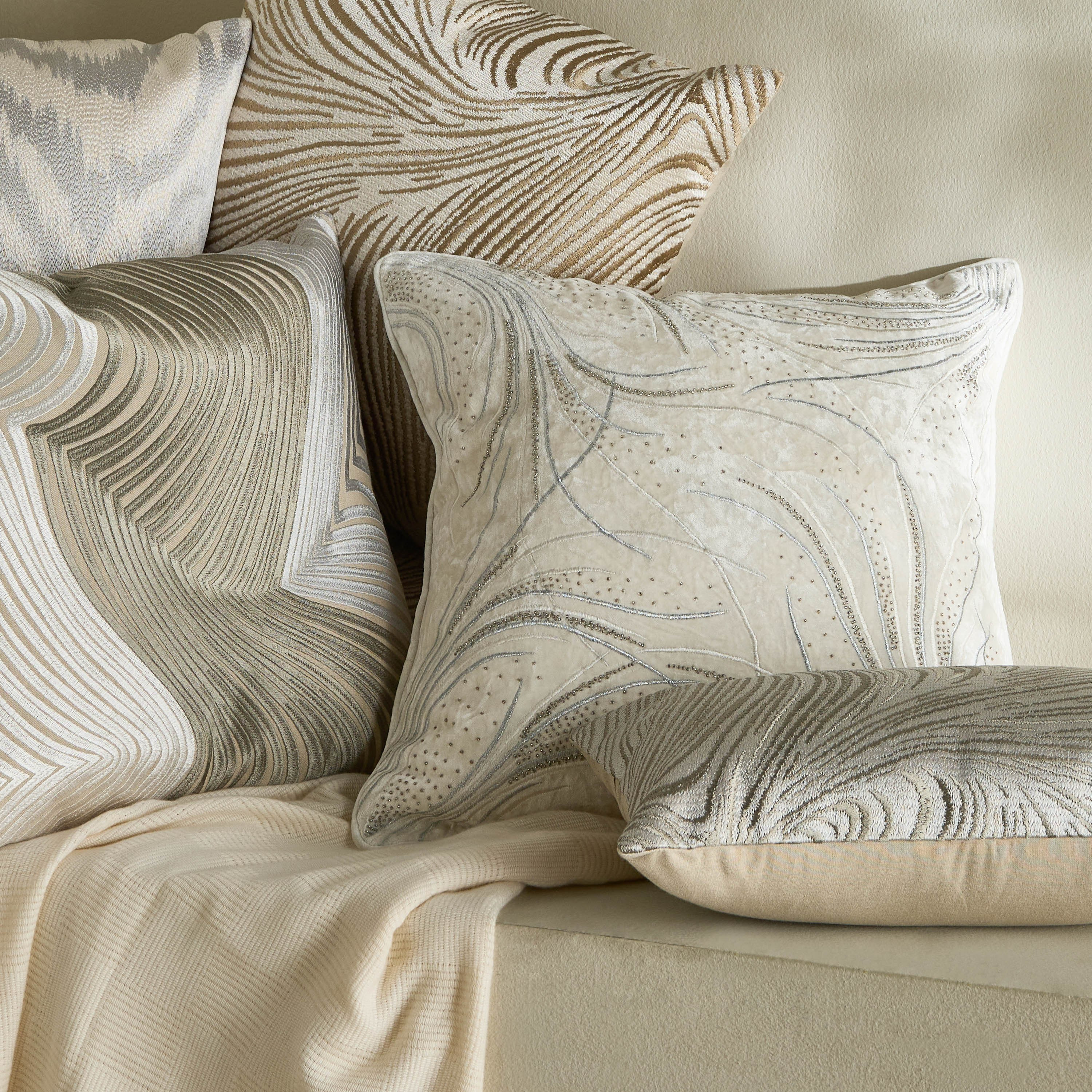 Wave Beads Embroidered Filled Cushion - 50x50 cm-household-cushionsandthrows-filledcushions-decorativecushions-image-4
