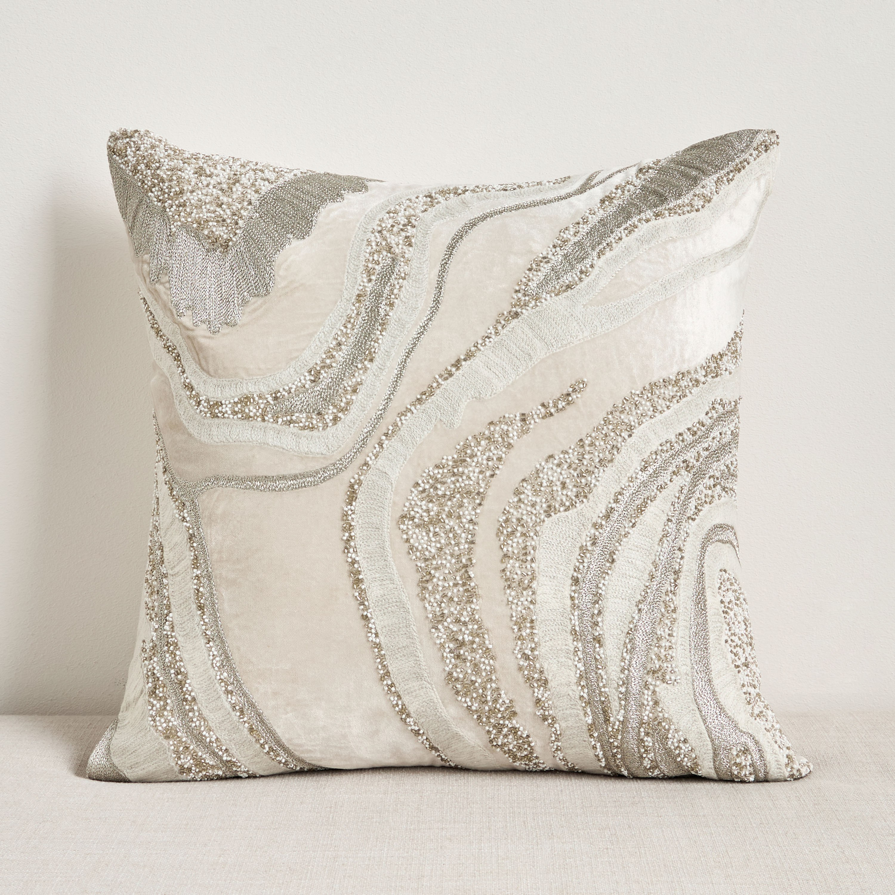 Frizz Bead Embellished Filled Cushion - 50x50 cm-household-cushionsandthrows-filledcushions-decorativecushions-image-1
