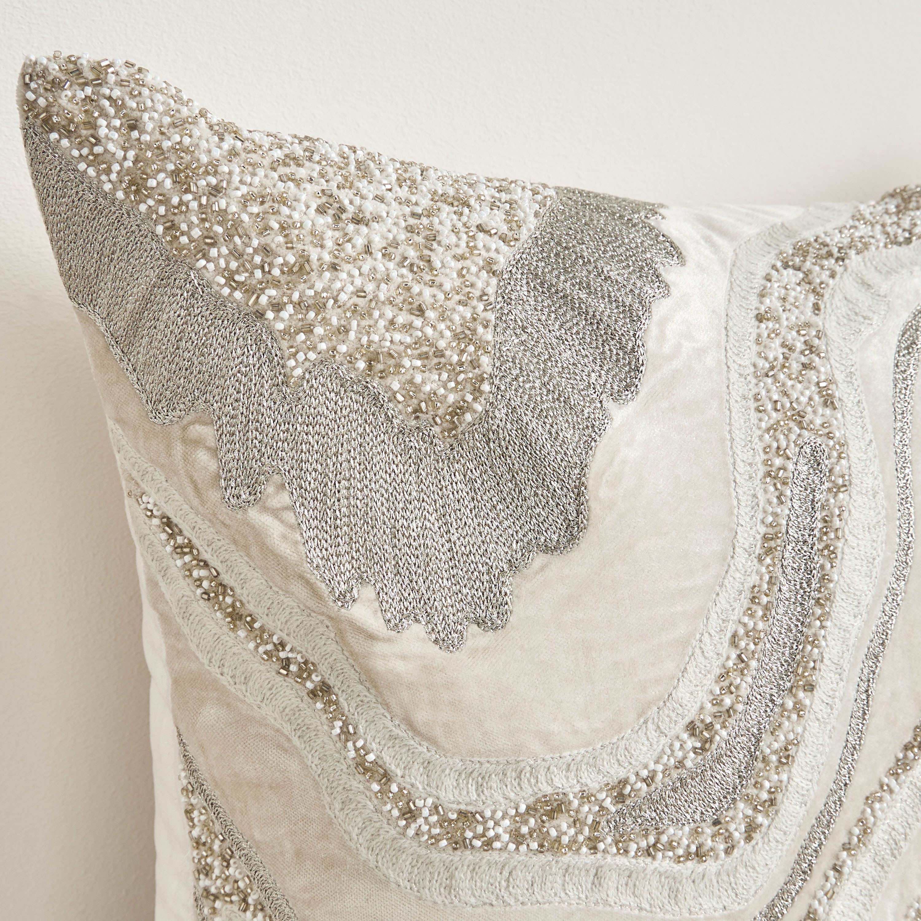 Frizz Bead Embellished Filled Cushion - 50x50 cm-household-cushionsandthrows-filledcushions-decorativecushions-image-2