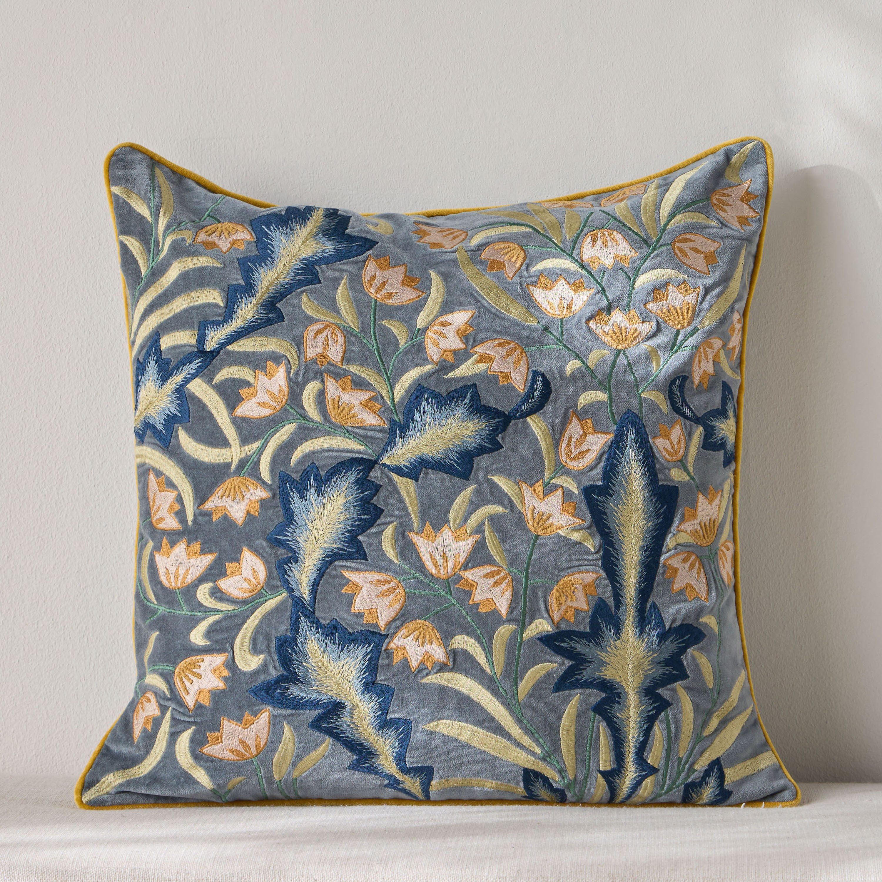 Moris Garden Embroidered Cushion Cover - 50x50 cm-household-cushionsandthrows-cushioncovers-image-1