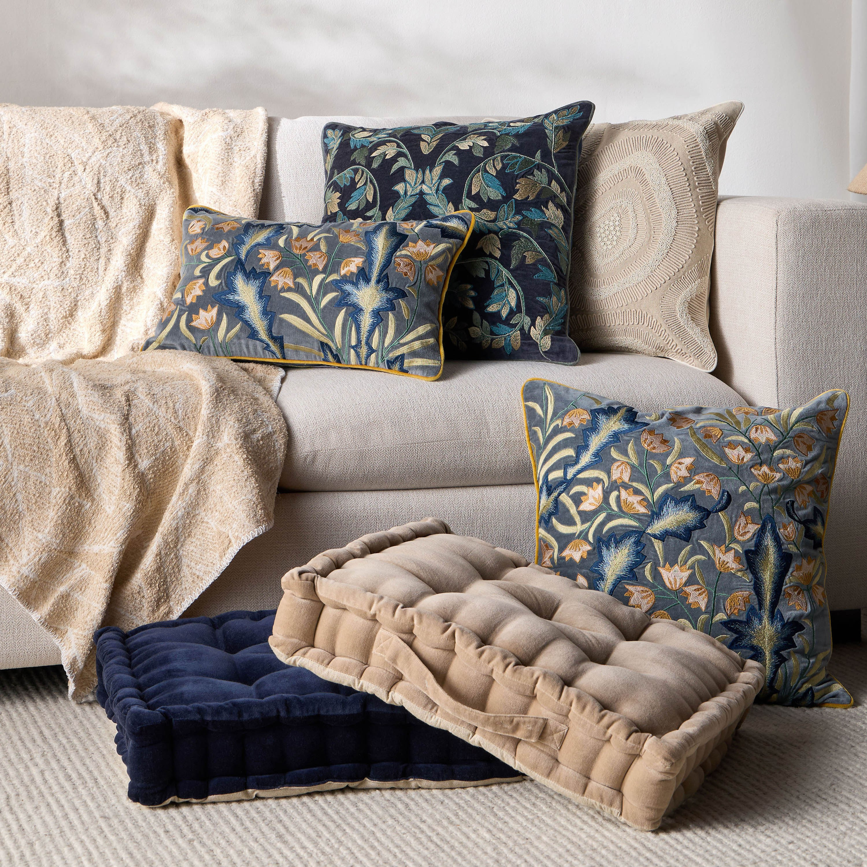 Moris Garden Embroidered Cushion Cover - 50x50 cm-household-cushionsandthrows-cushioncovers-image-4