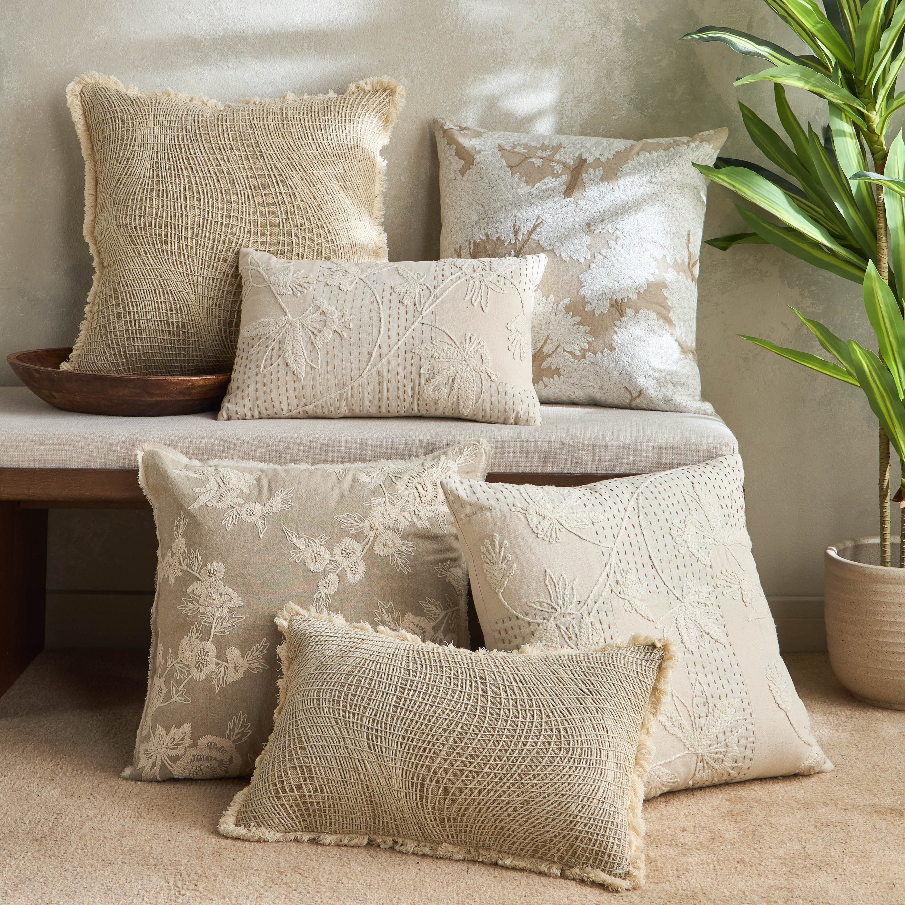 Sway Embroidered Filled Cushion - 50x50 cm-household-cushionsandthrows-filledcushions-decorativecushions-image-4