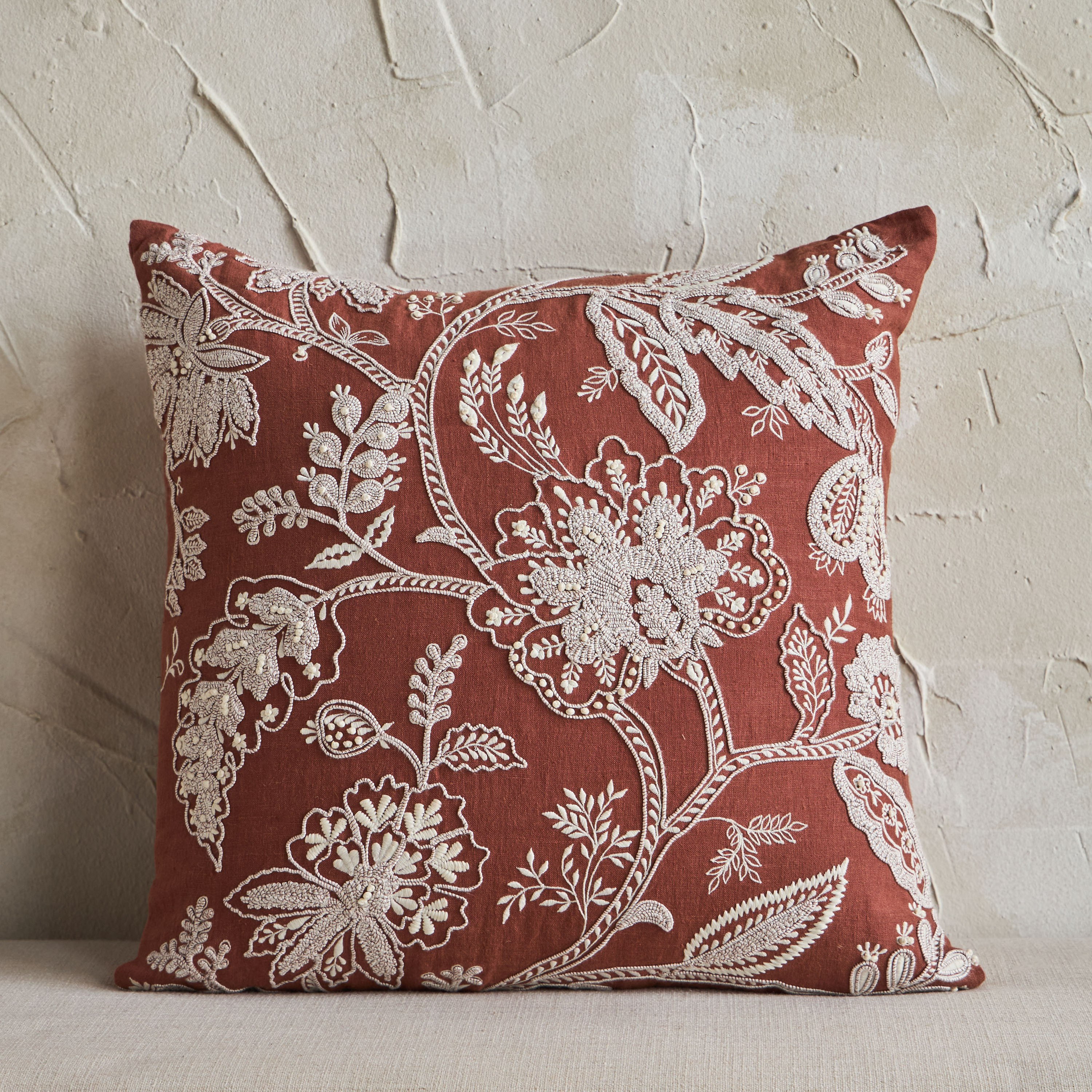 Arras Camelia Embroidered Filled Cushion - 50x50 cm-household-cushionsandthrows-filledcushions-decorativecushions-image-1