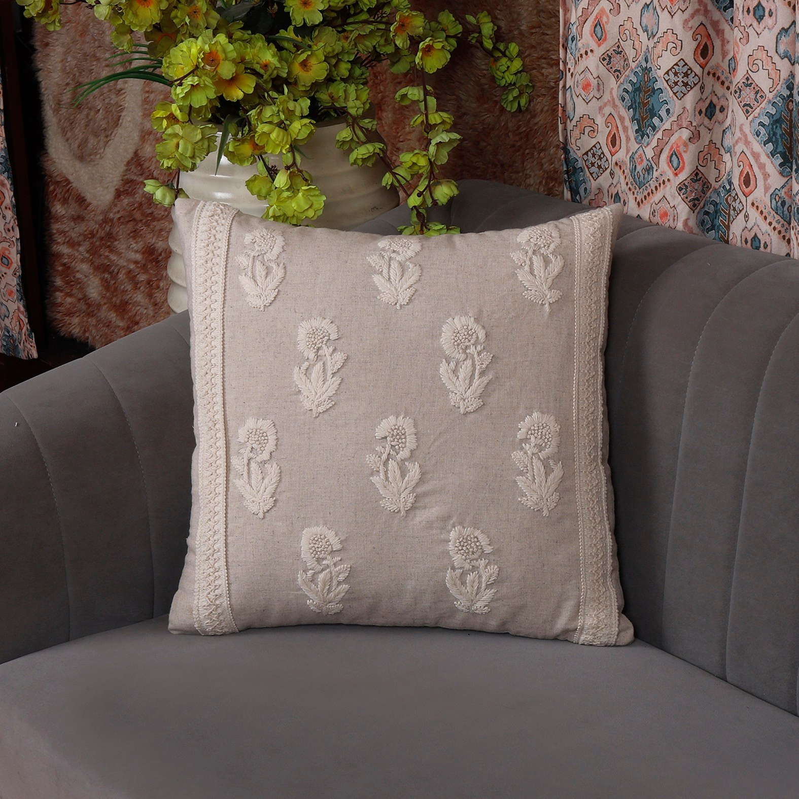 وسادة محشوة مطرزة - ريوا بوتا - 50x50 سم-household-cushionsandthrows-filledcushions-decorativecushions-image-1
