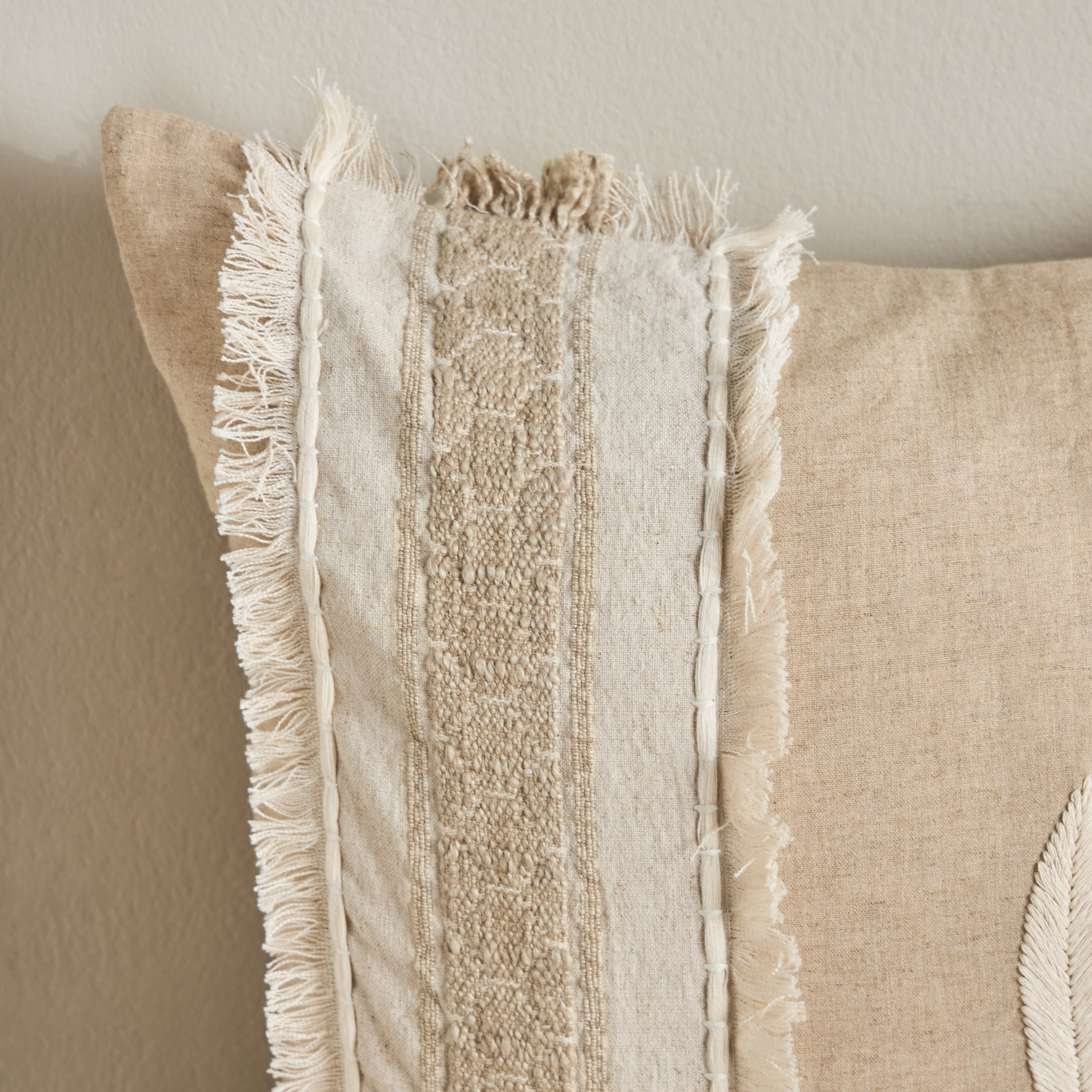 Willow Leaf Embroidered Filled Cushion - 50x50 cm-household-cushionsandthrows-filledcushions-decorativecushions-image-2