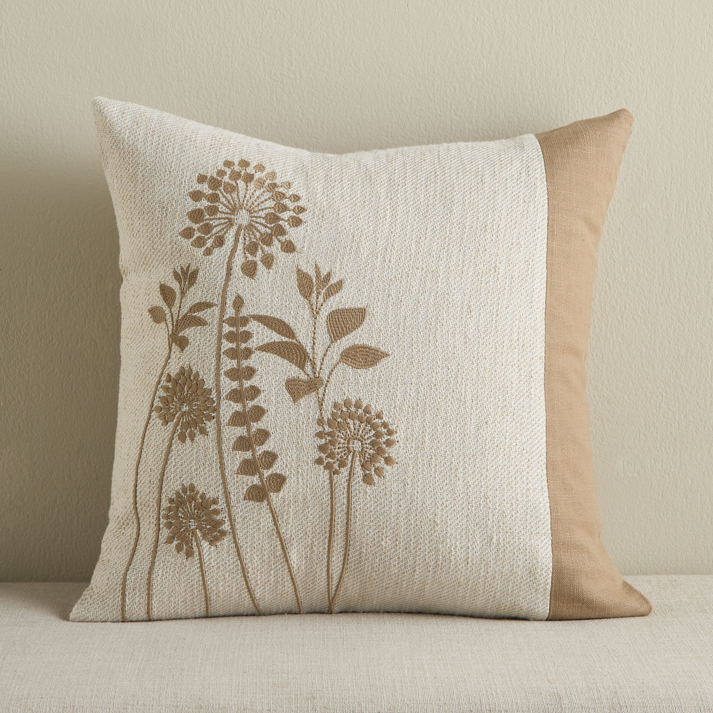 Birch Embroidered Filled Cushion - 50x50 cm-household-cushionsandthrows-filledcushions-decorativecushions-image-1