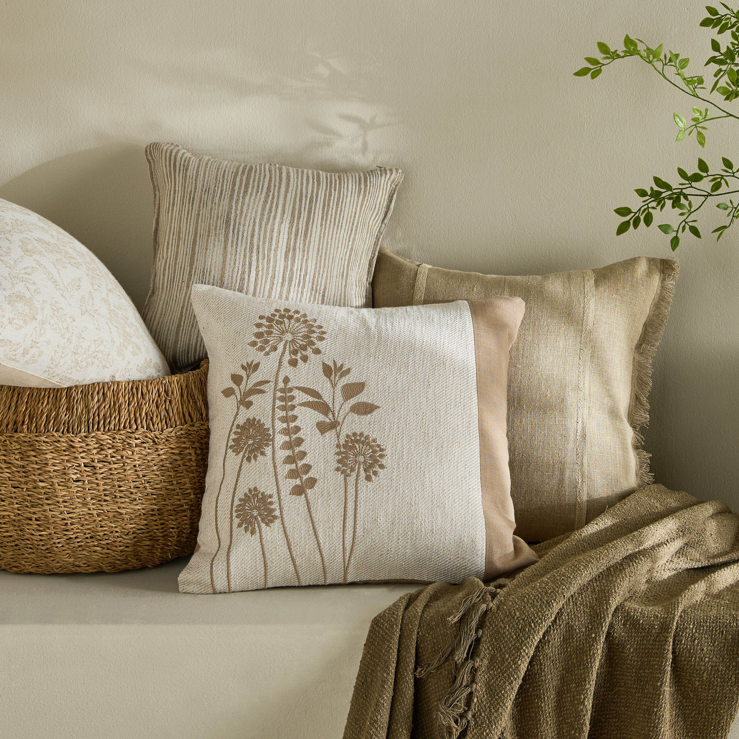 Birch Embroidered Filled Cushion - 50x50 cm-household-cushionsandthrows-filledcushions-decorativecushions-image-4