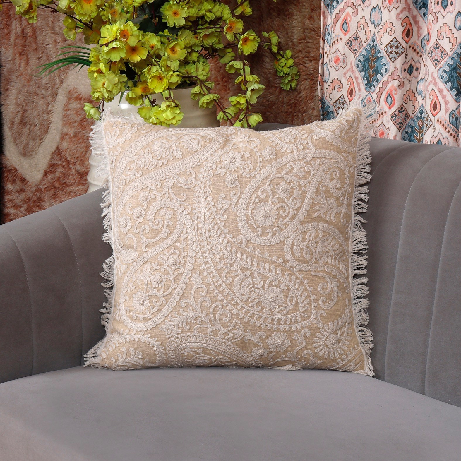 وسادة محشوة مطرزة - أمور- 50x50 سم-household-cushionsandthrows-filledcushions-decorativecushions-image-1