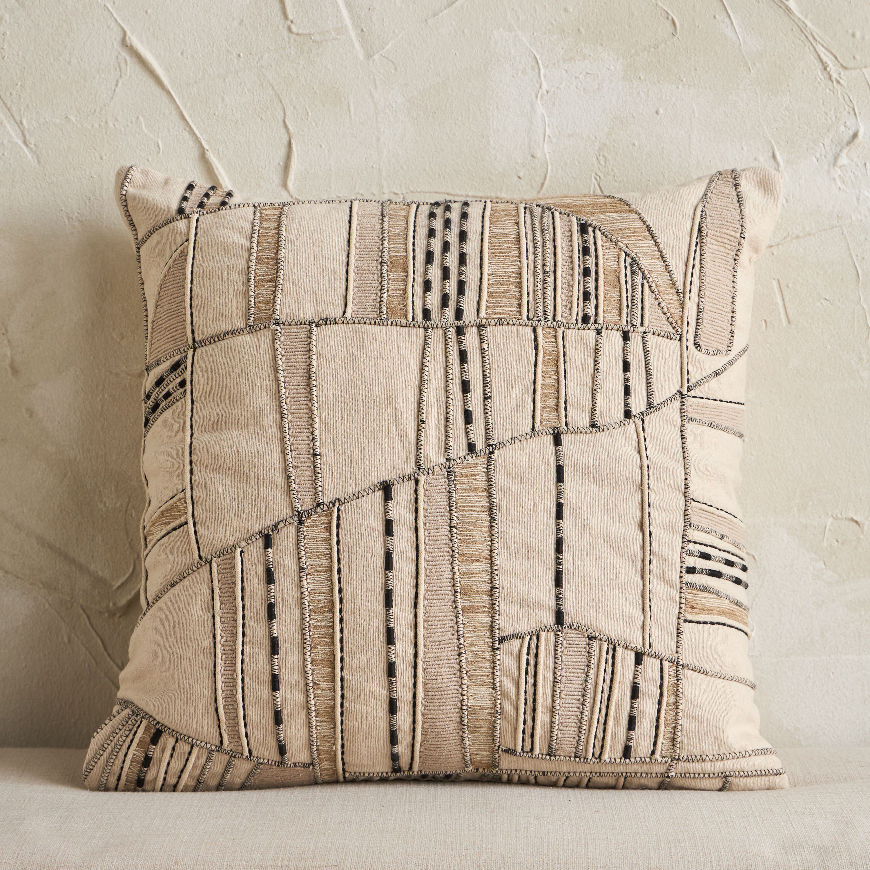 Toki Strip Embroidered Cushion Cover - 50x50 cm-household-cushionsandthrows-cushioncovers-image-1