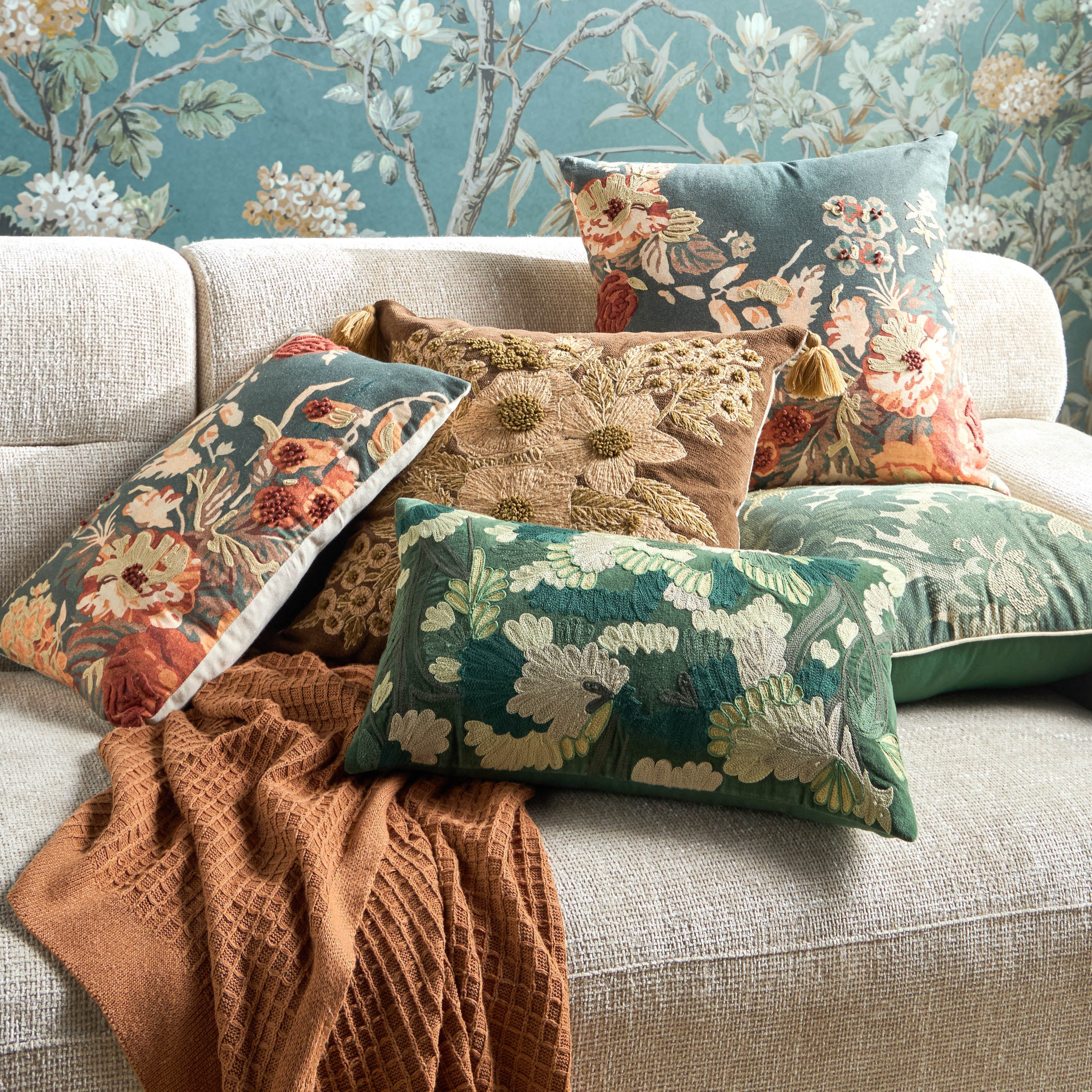 Fen Printed Embroidered Filled Cushion - 30x50 cm-household-cushionsandthrows-filledcushions-decorativecushions-image-4