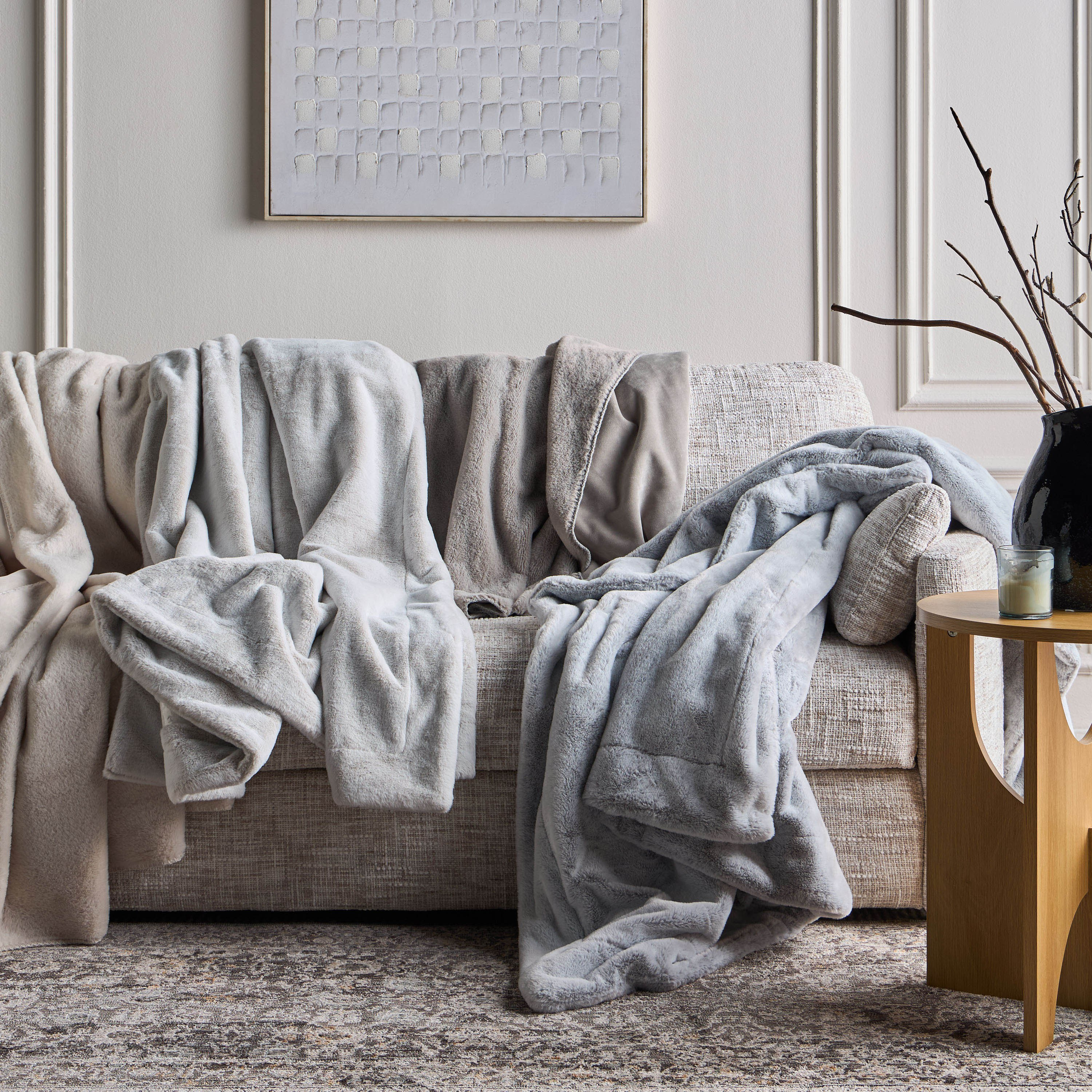 Aalia Rabbit Fur Flannel Queen Blanket - 200x240 cm-household-bedding-blankets-image-3