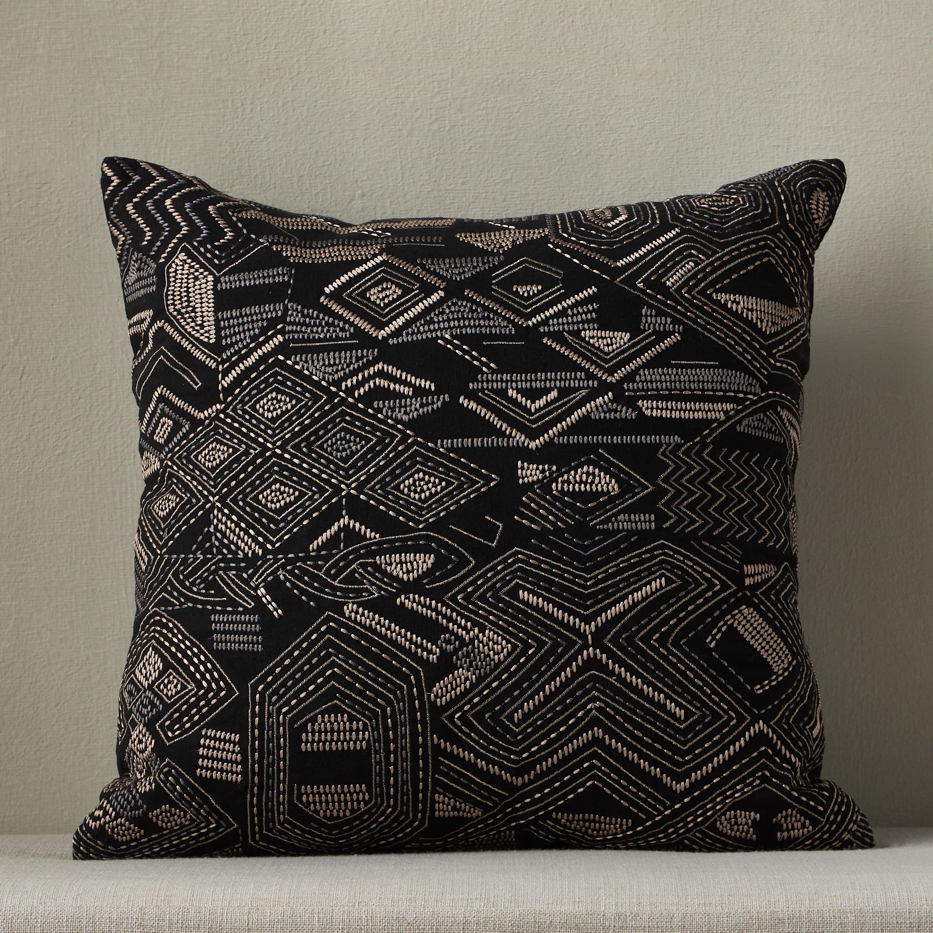 Dakota Geometric Embroidered Cushion Cover - 50x50 cm-household-cushionsandthrows-cushioncovers-image-1