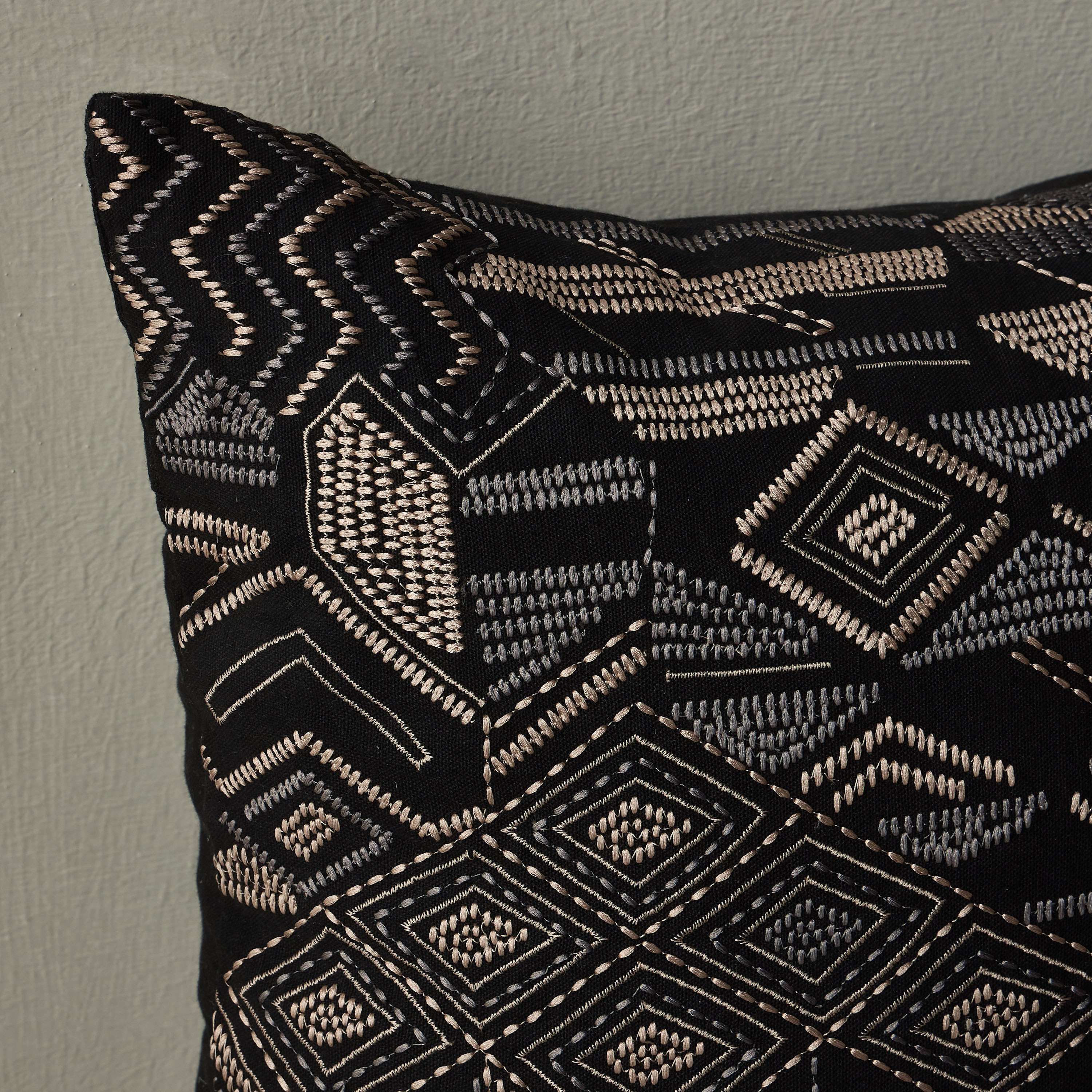 Dakota Geometric Embroidered Cushion Cover - 50x50 cm-household-cushionsandthrows-cushioncovers-image-2