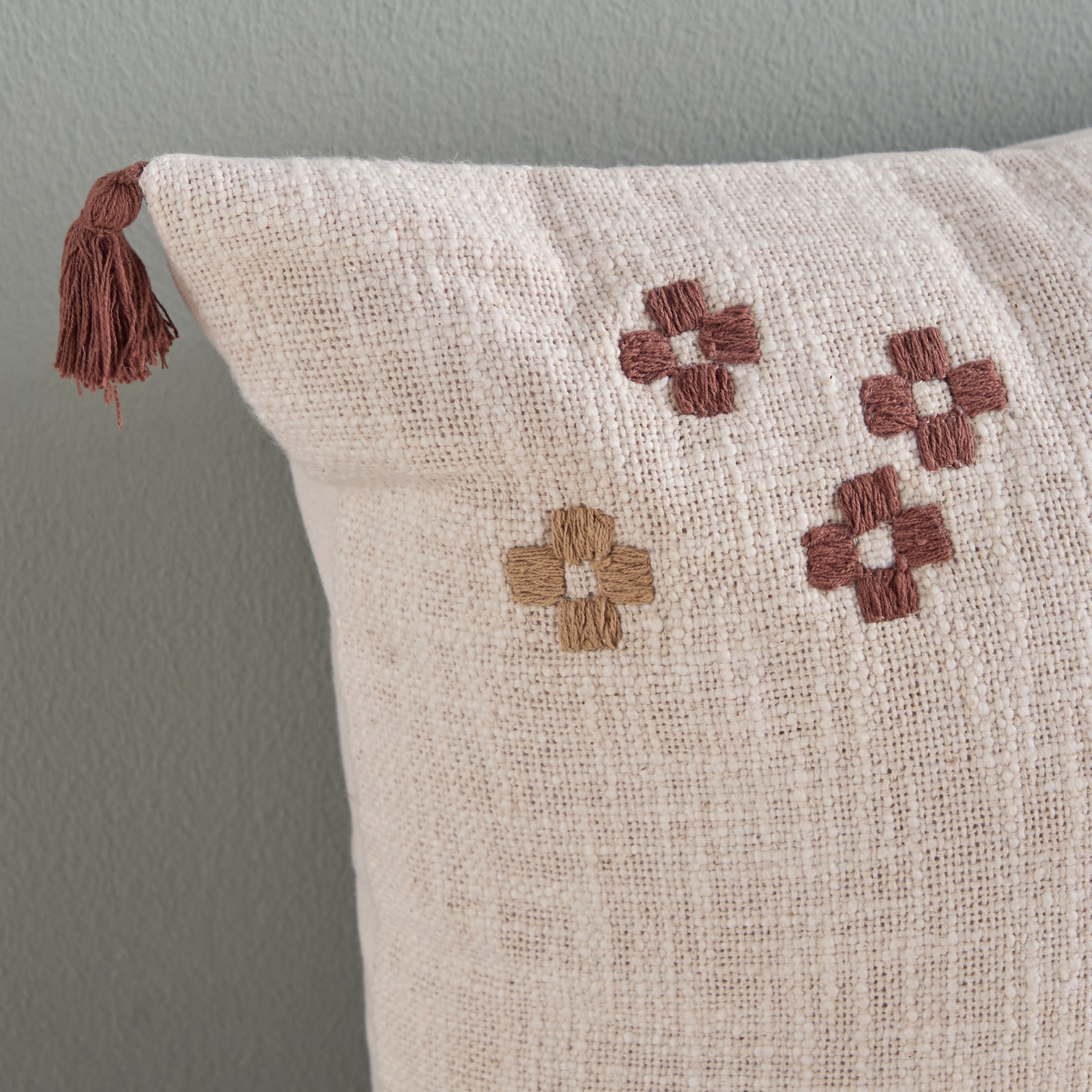 Lazio Embroidered Filled Cushion - 50x50 cm-household-cushionsandthrows-filledcushions-decorativecushions-image-2