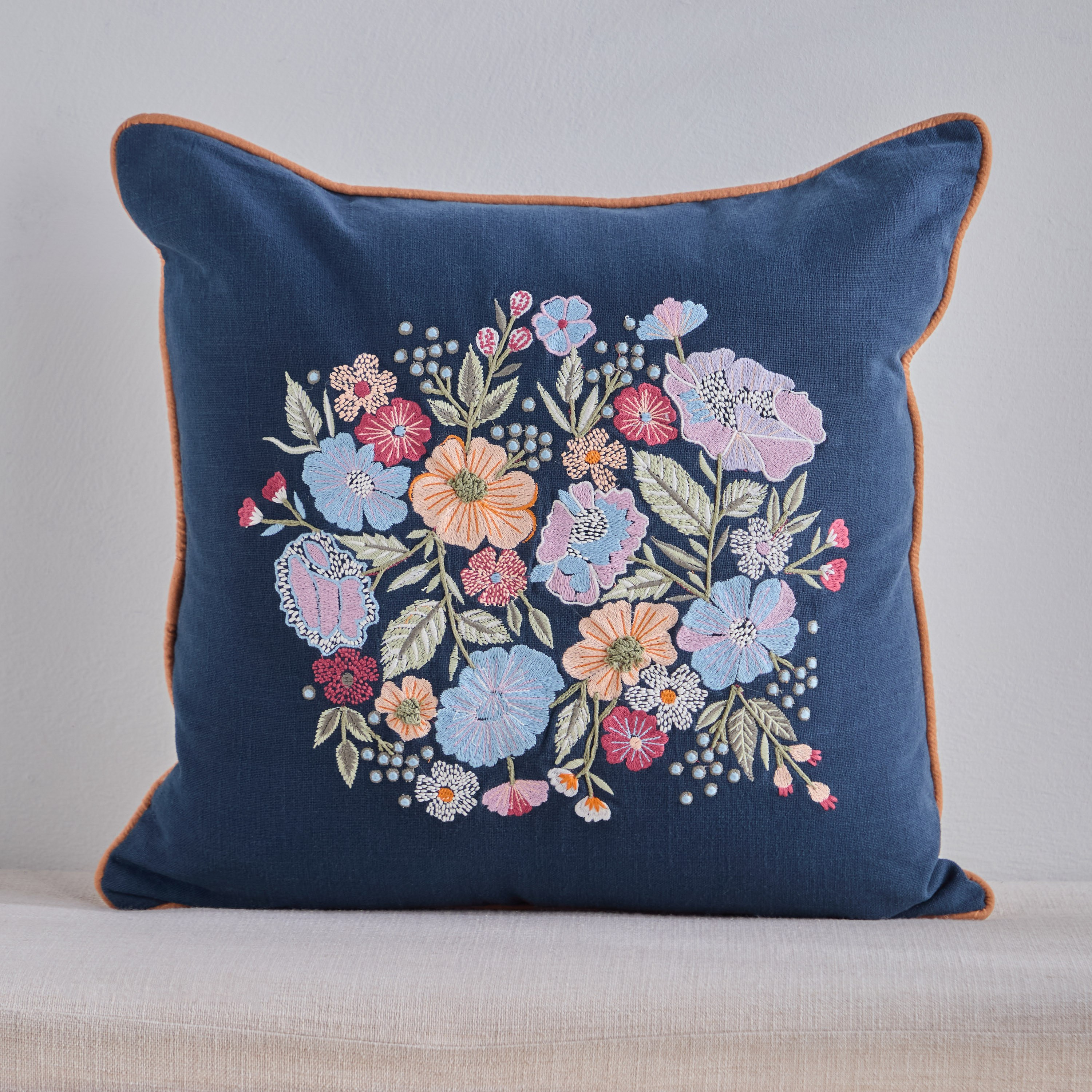 Kheoni Embroidered Filled Cushion - 50x50 cm-household-cushionsandthrows-filledcushions-decorativecushions-image-1