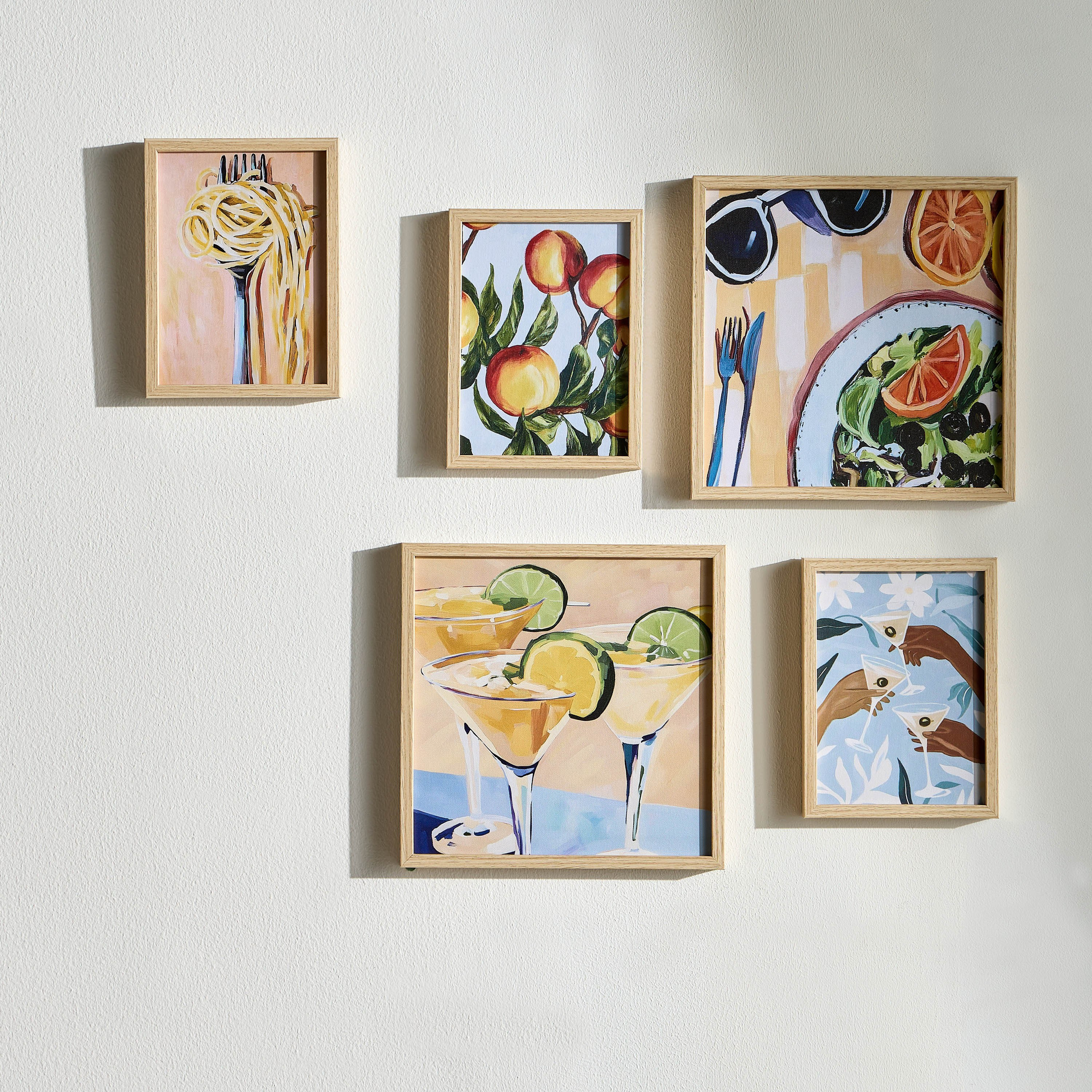 طقم زينة حائط كانفاس مؤطرة 5 قطع - بيجا-household-walldecorandmirrors-wallart-image-1